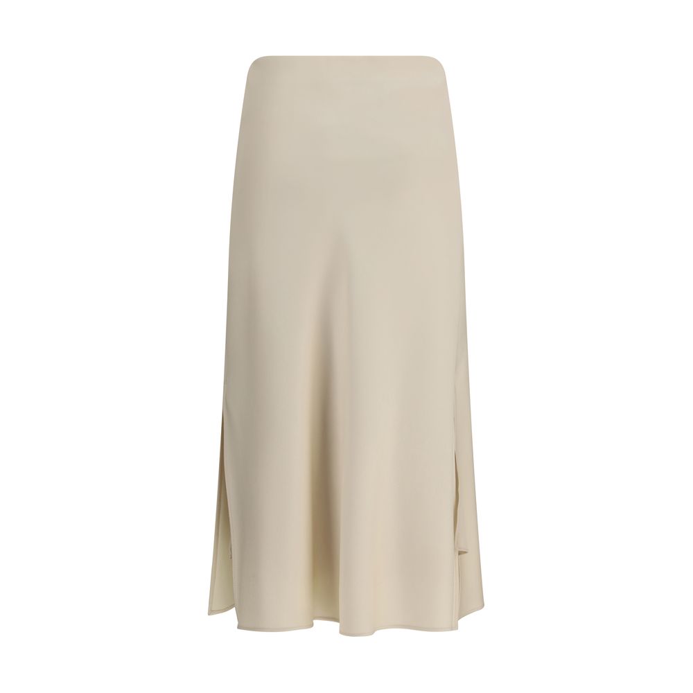 Brunello Cucinelli Cream Acetate Midi Skirt | Regal Royce
