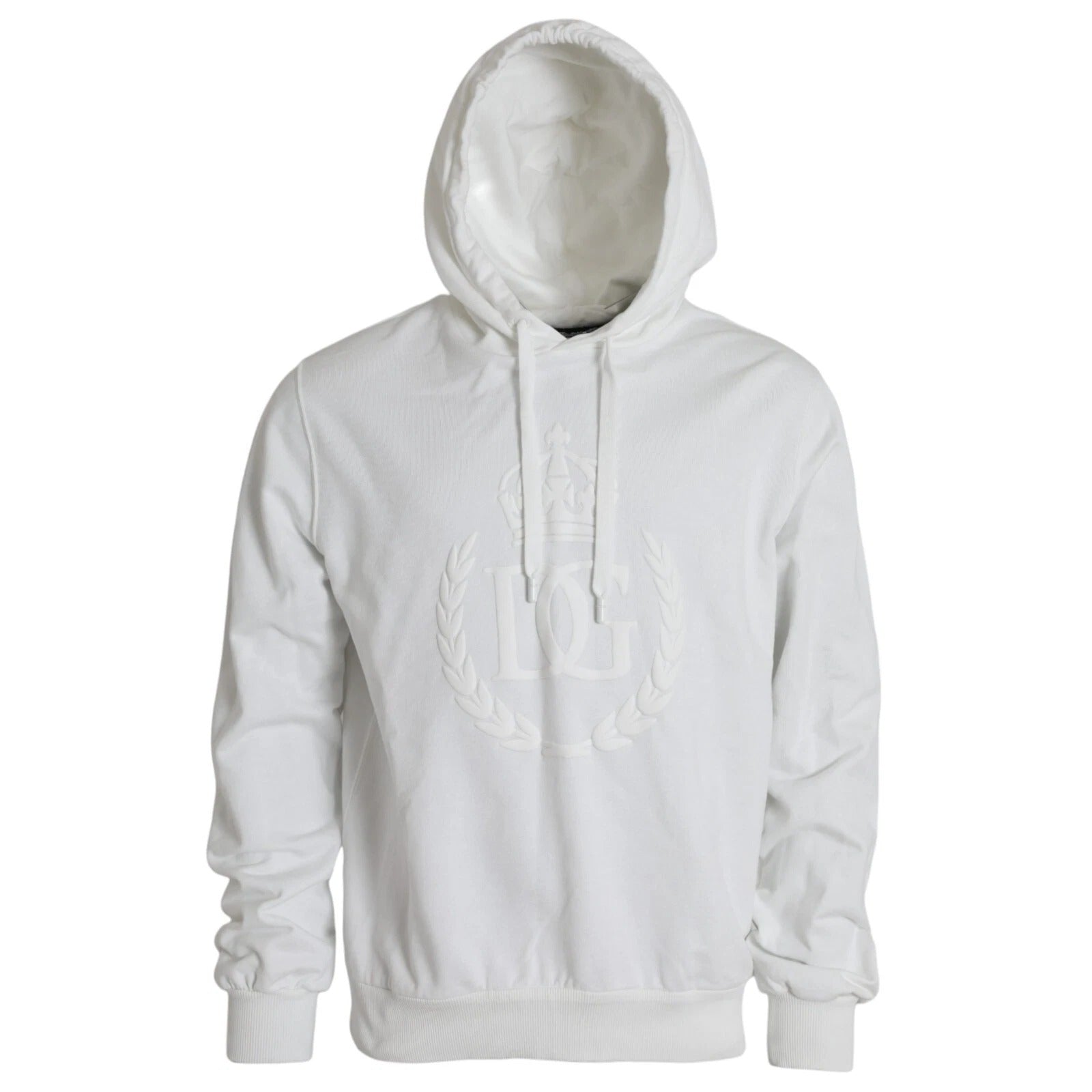 Dolce & Gabbana White Cotton Hooded Pullover Sweatshirt Men | Regal Royce