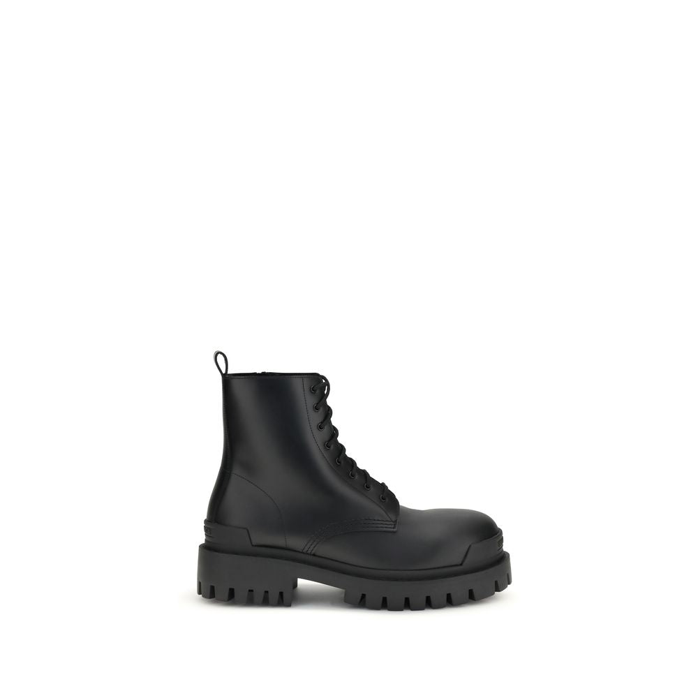 Balenciaga Black Calf Leather Bos Taurus Lace-Up Boots | Regal Royce