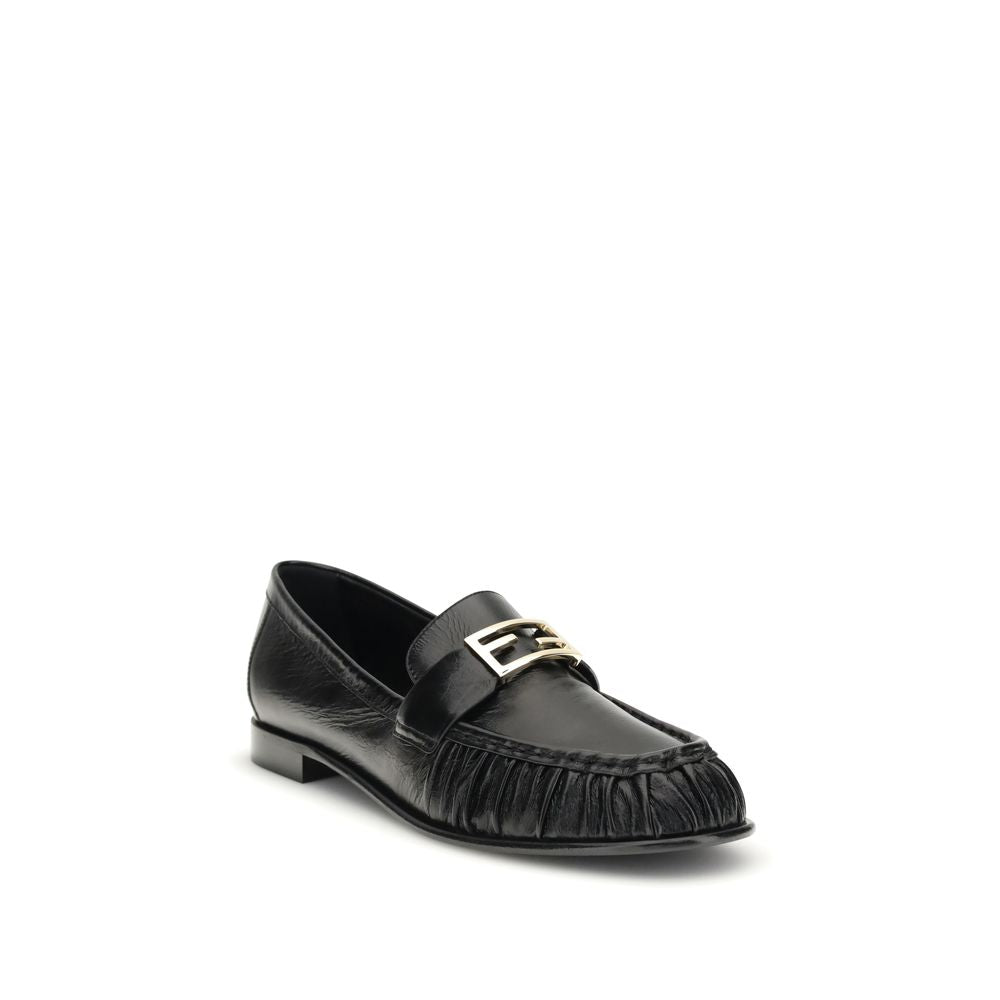Fendi Black Calf Leather Bos Taurus Slip-On Loafers | Regal Royce
