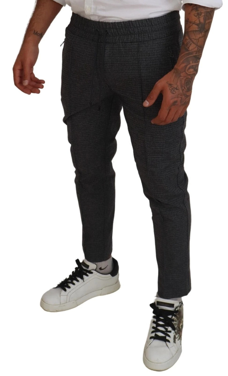 Dolce & Gabbana Gray Striped Wool Skinny Trouser Pants | Regal Royce