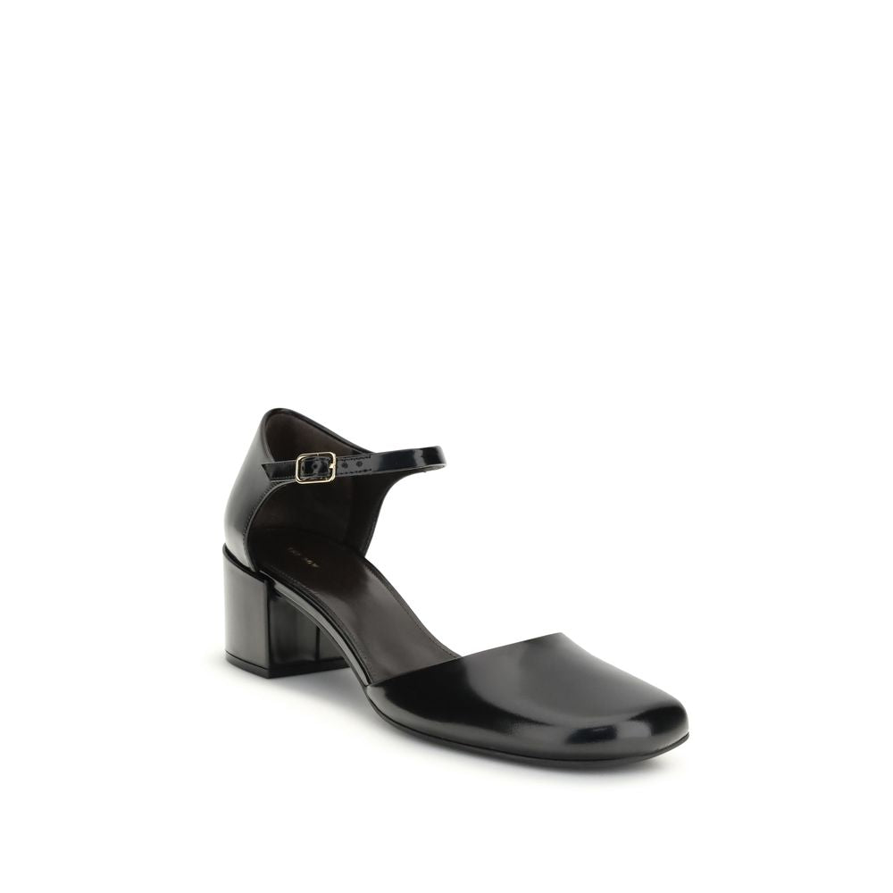 The Row Black Rubber Mid Heel Pumps | Regal Royce