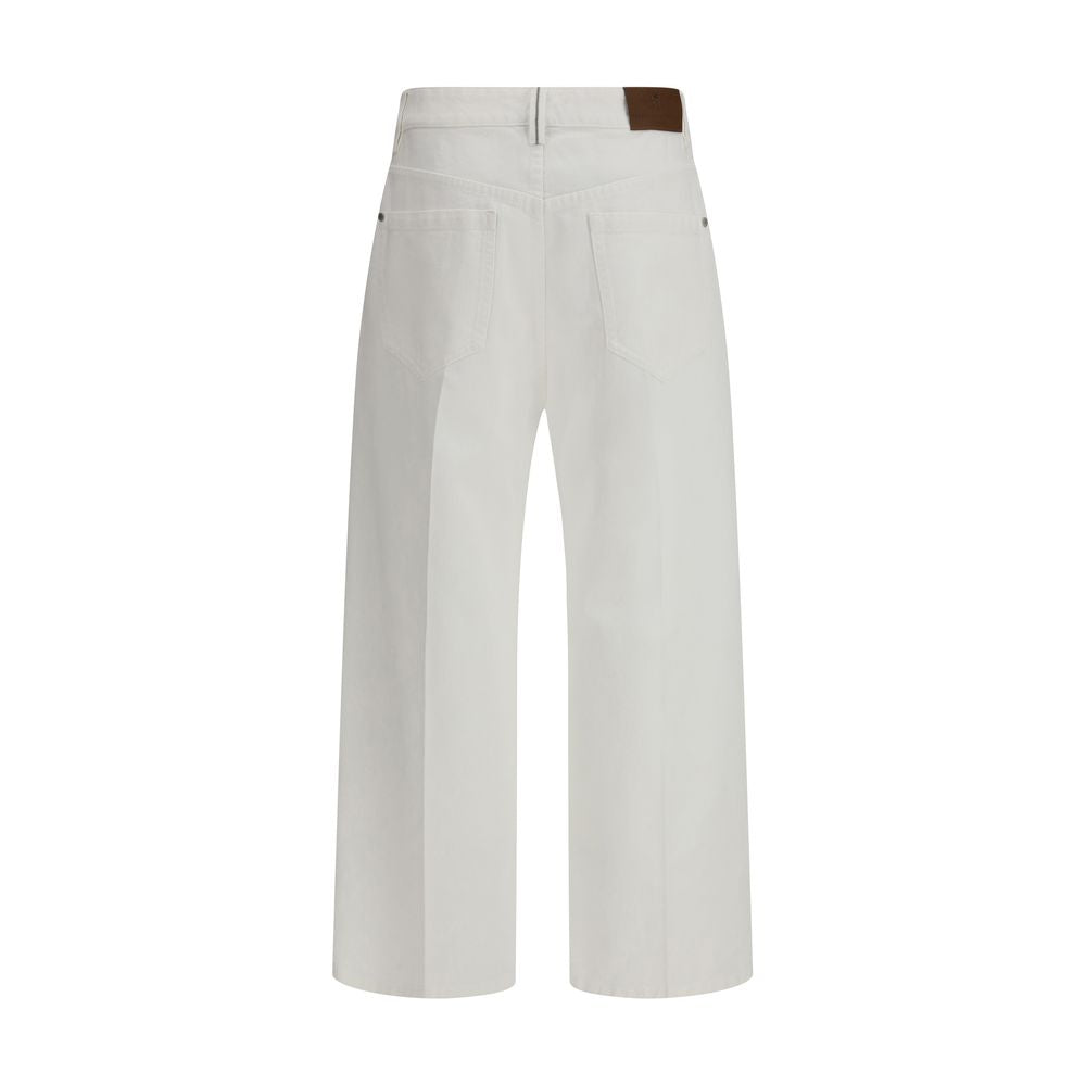 Brunello Cucinelli White Cotton Cropped Jeans | Regal Royce