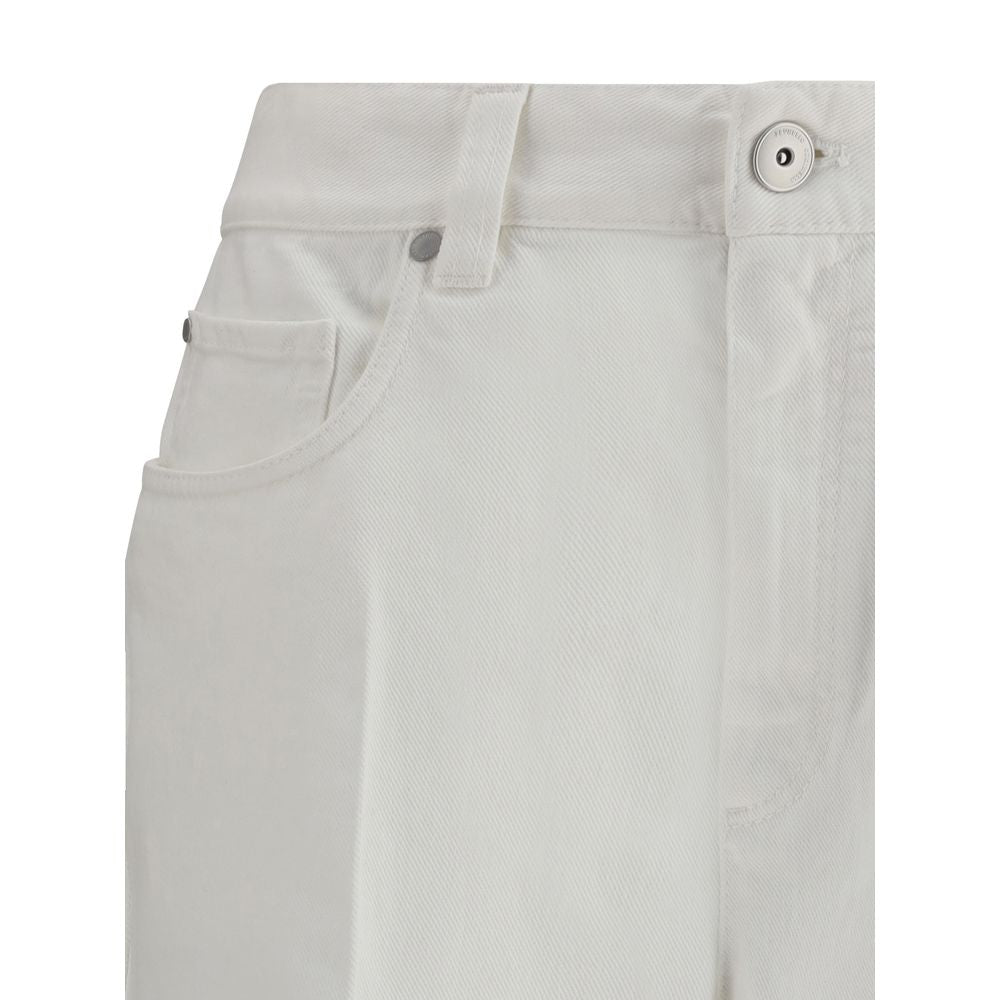 Brunello Cucinelli White Cotton Cropped Jeans | Regal Royce