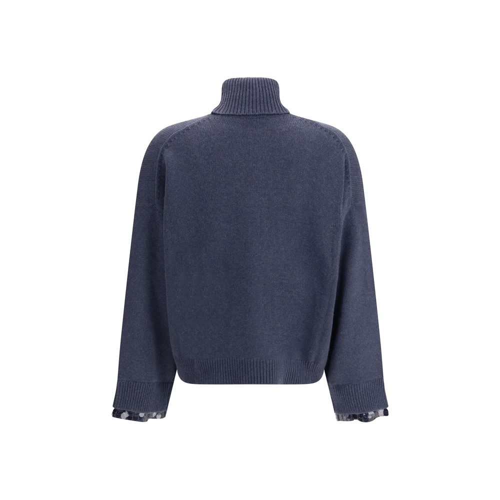 Brunello Cucinelli Blue Fleece Wool Turtleneck | Regal Royce