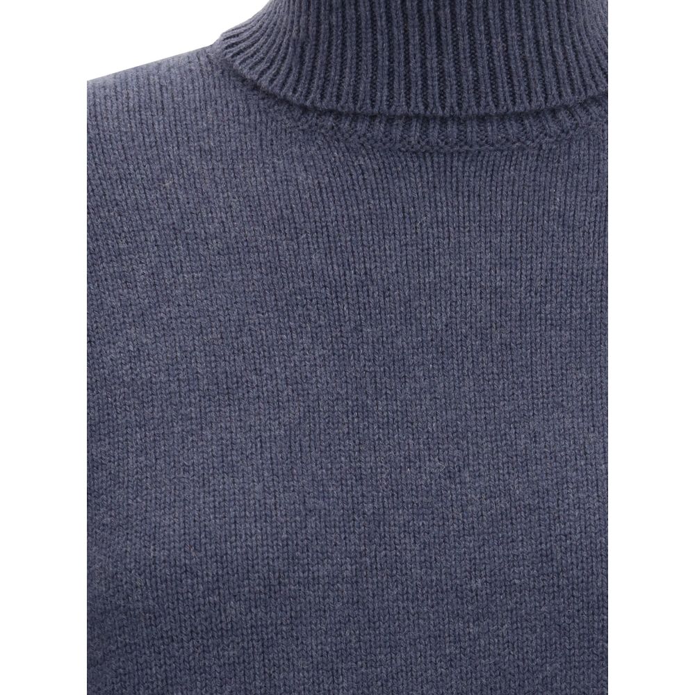 Brunello Cucinelli Blue Fleece Wool Turtleneck | Regal Royce