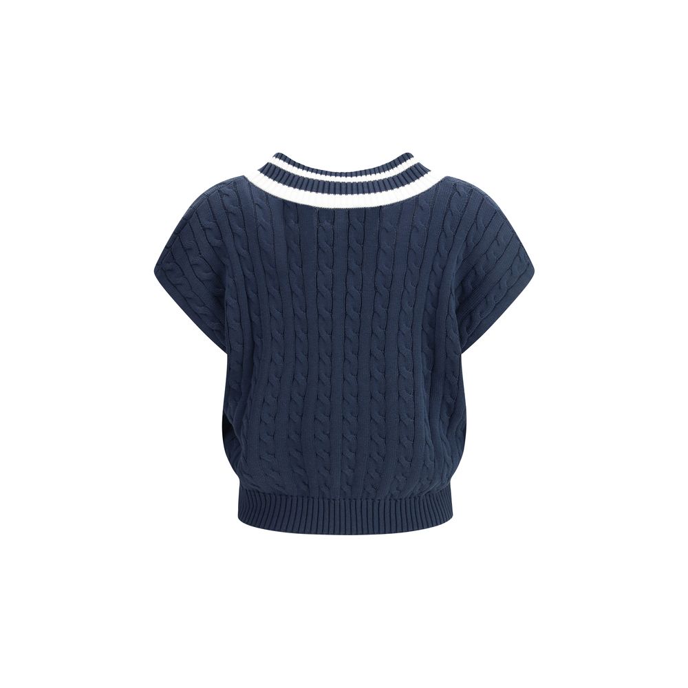 Brunello Cucinelli Blue Cotton Sleeveles Sweater | Regal Royce