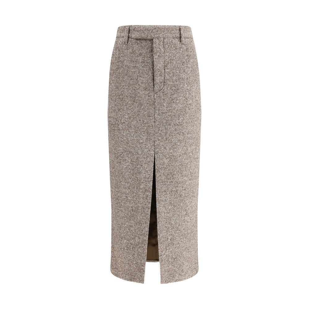 Brunello Cucinelli Brown Fleece Wool Long Skirt | Regal Royce