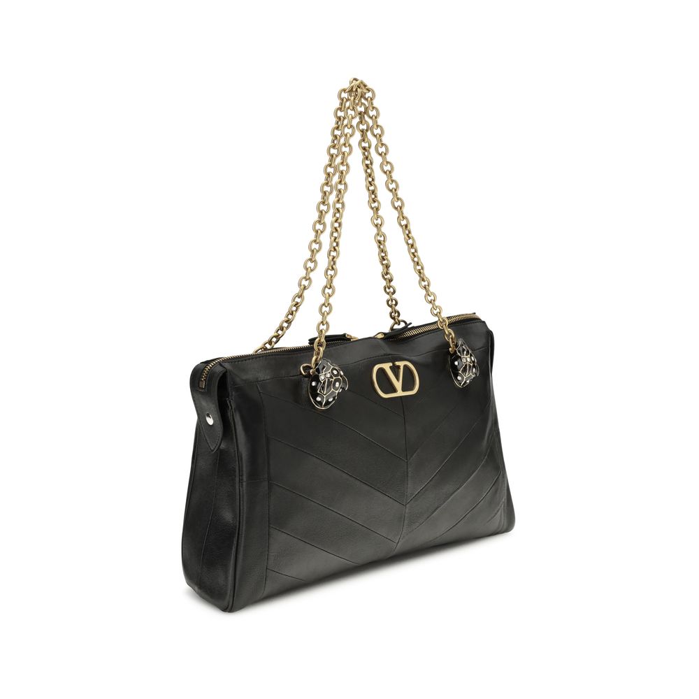 Valentino Garavani Black Lamb Leather Shoulder Bag