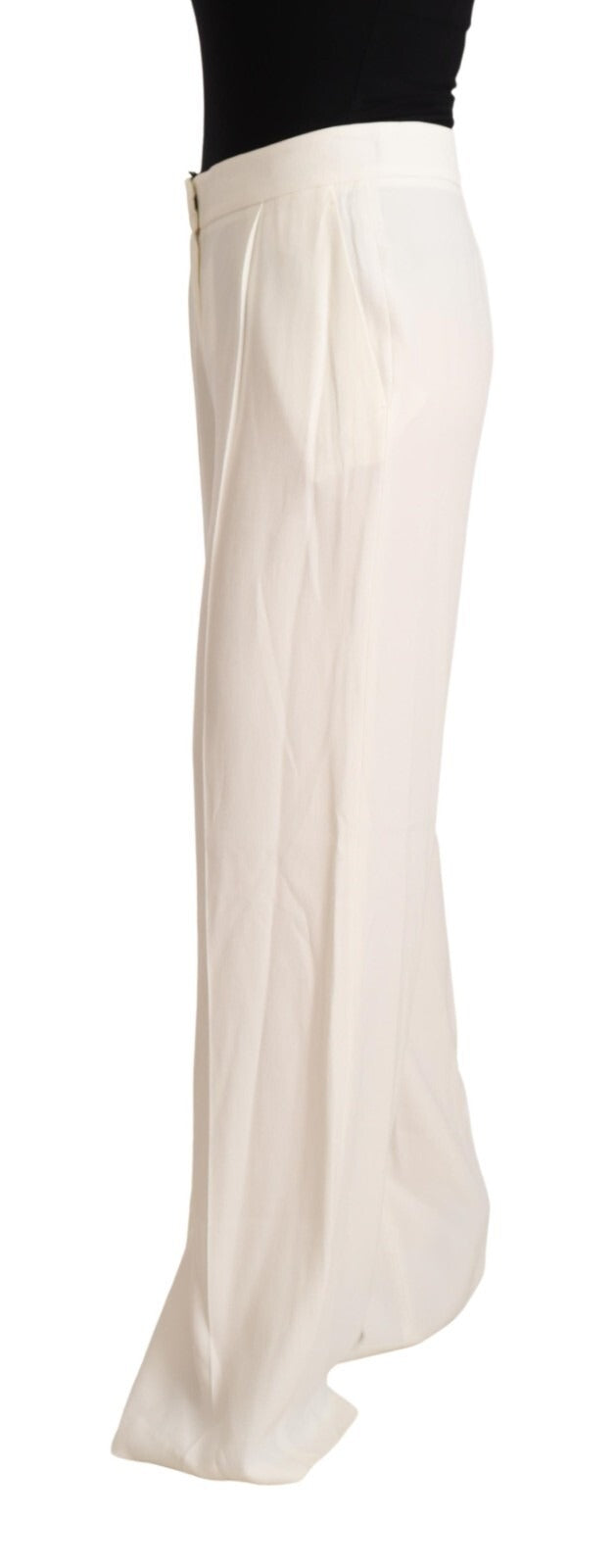 Tonello White High Waist Pleated Straight Formal Trouser Pants | Regal Royce