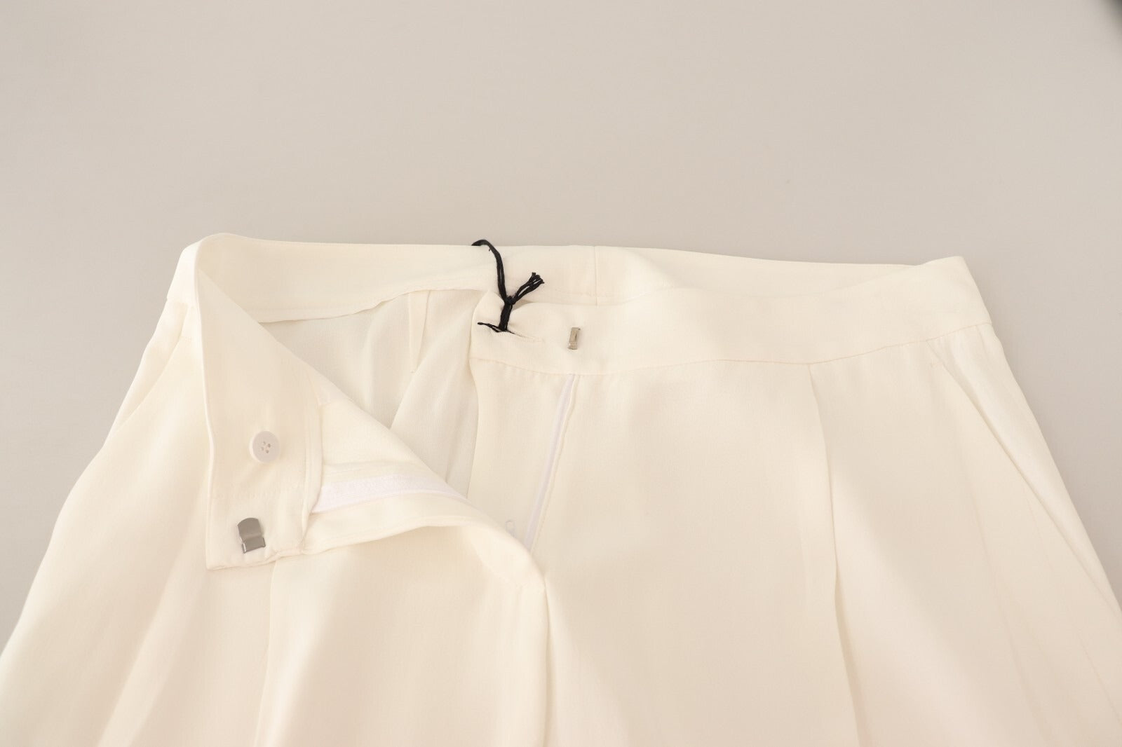 Tonello White High Waist Pleated Straight Formal Trouser Pants