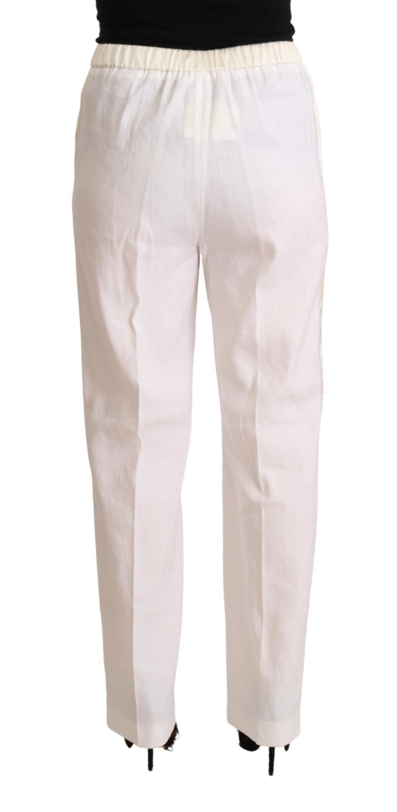 Fabiana Filippi Linen White High Waist Straight Formal Trouser Pants | Regal Royce