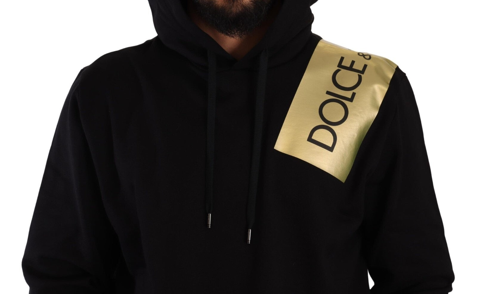 Dolce & Gabbana Black Gold Hooded Cotton Mens Pullover Sweater | Regal Royce