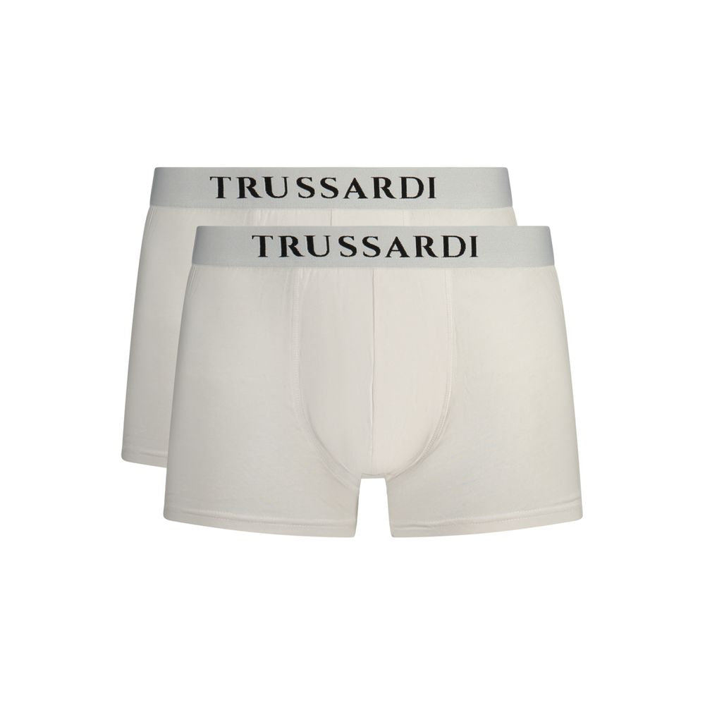 Trussardi Bianco Cotton Men Boxer Short | Regal Royce