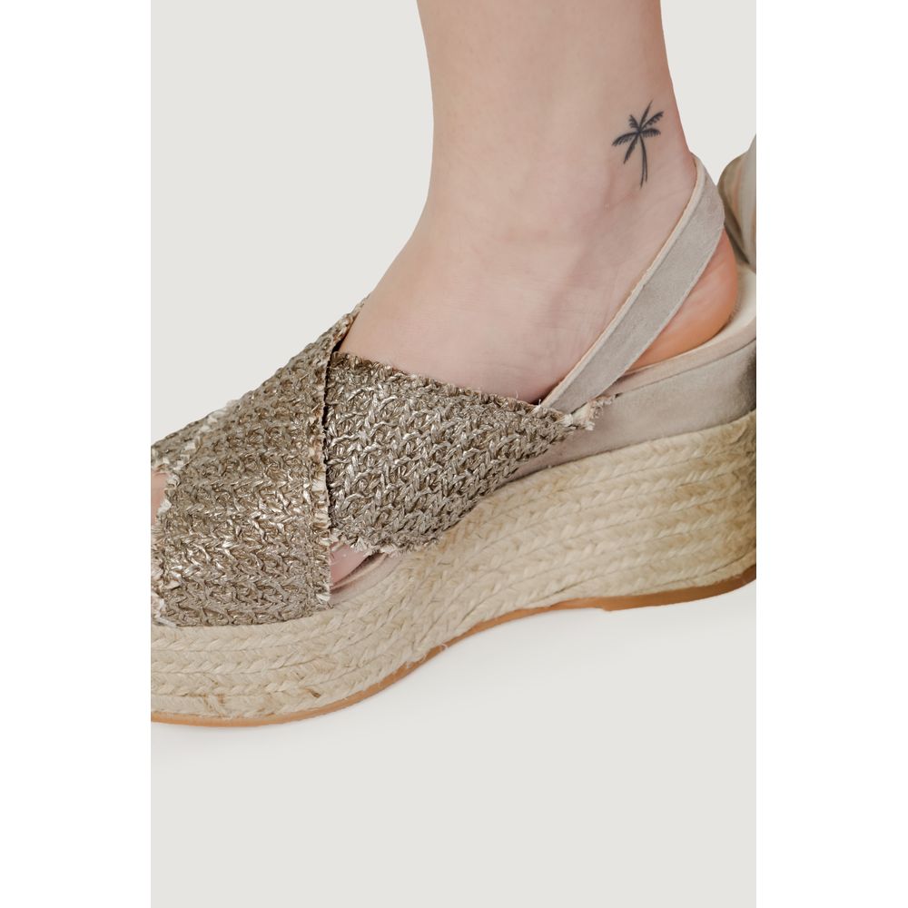 Espadrilles Bronze Cotton High Heel Pumps | Regal Royce