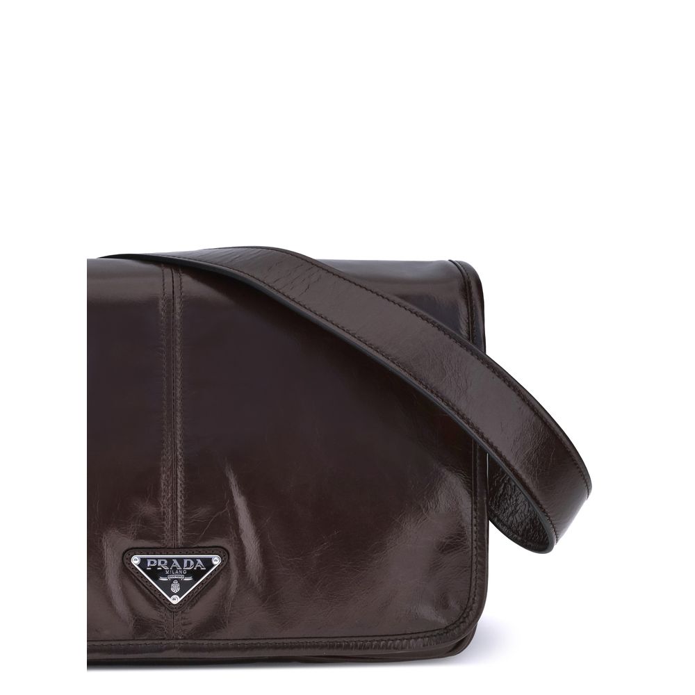 Prada Brown Calf Leather Bos Taurus Shoulder Bag