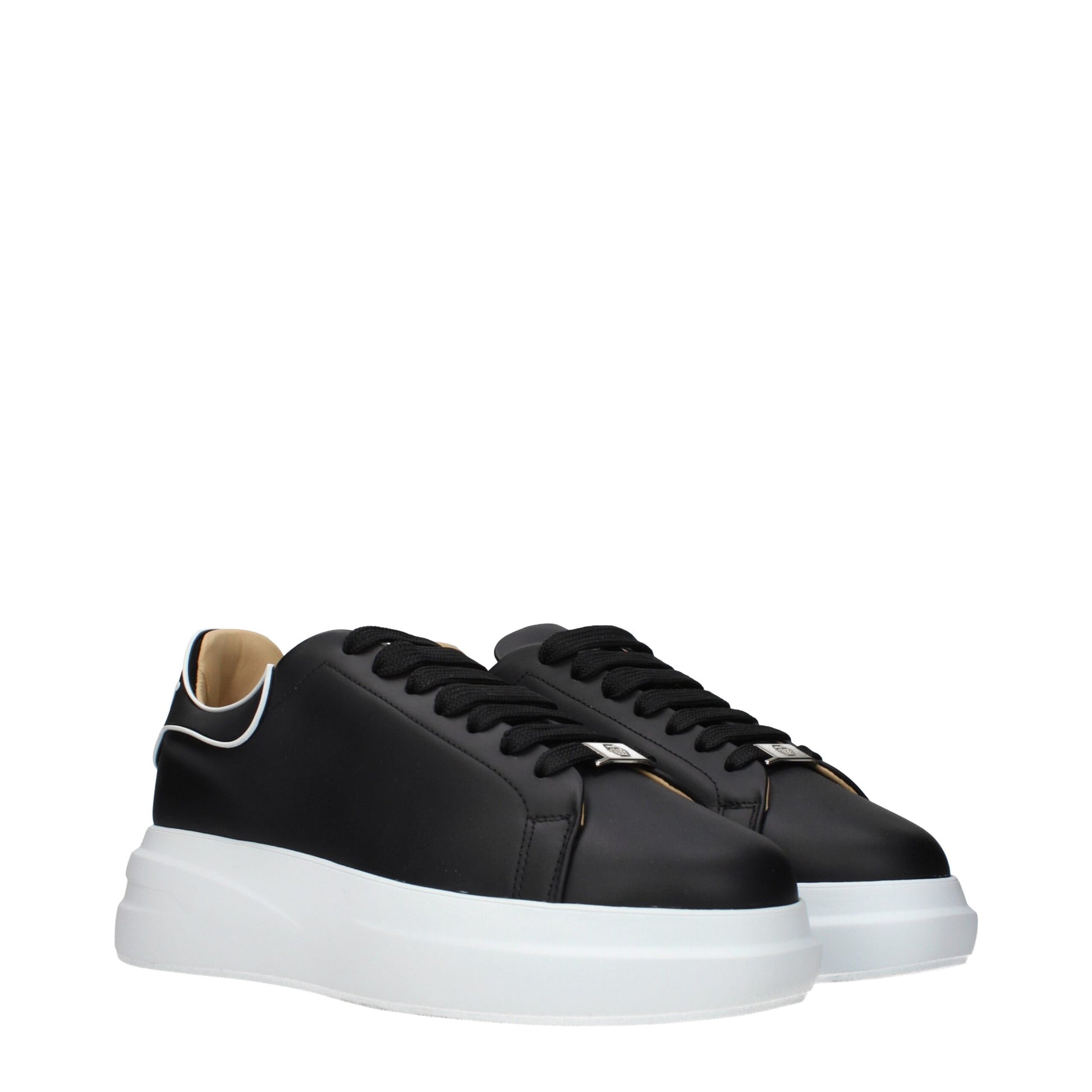 Philipp Plein Black Leather Chunky Sneakers