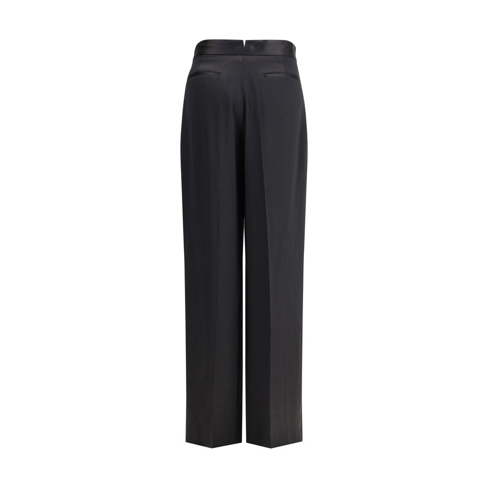 SA SU PHI Black Silk Casual Pants | Regal Royce