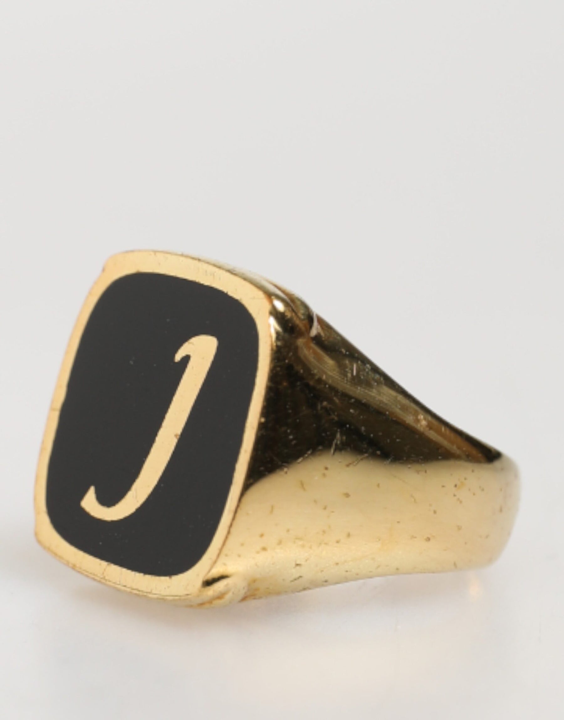 Dolce & Gabbana Gold-Tone Real Brass Black Enamel "J" Adjustable Rings | Regal Royce