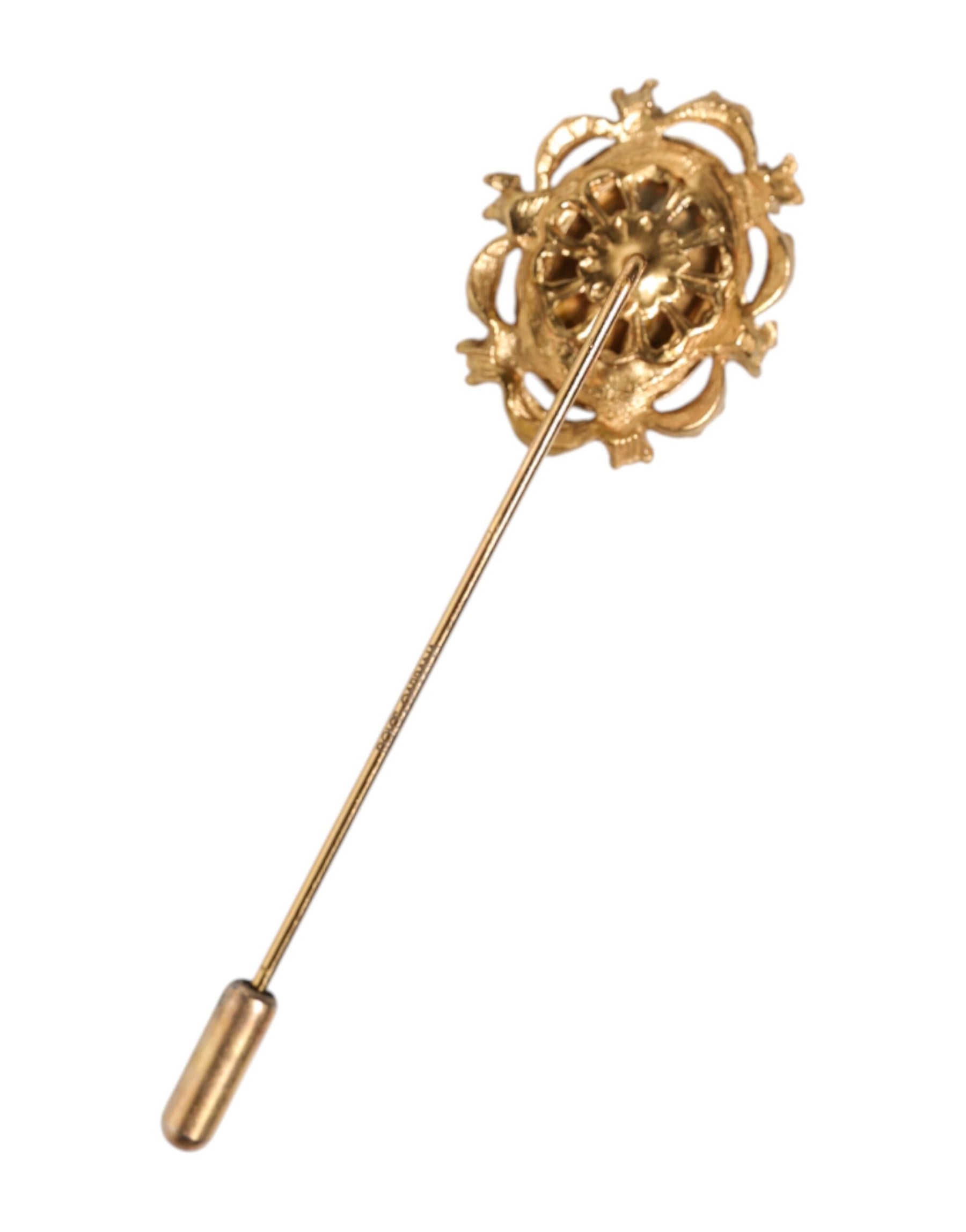 Dolce & Gabbana Gold Tone Green Stone Antique Men Accessory Brooch Pin | Regal Royce