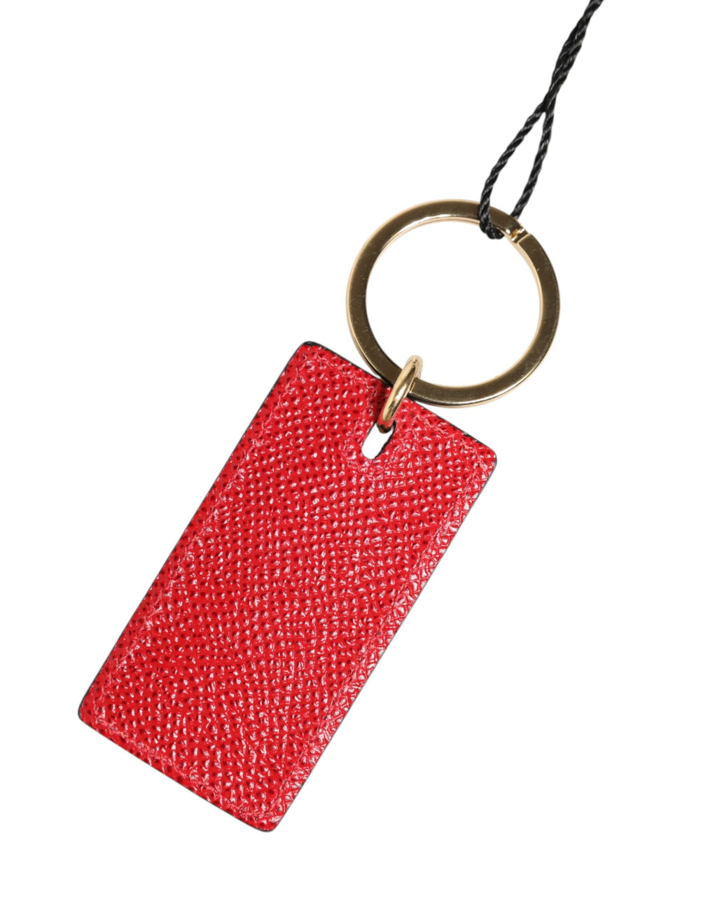 Dolce & Gabbana Red Calf Leather D&G Logo Metal Ring Keychain Keyring