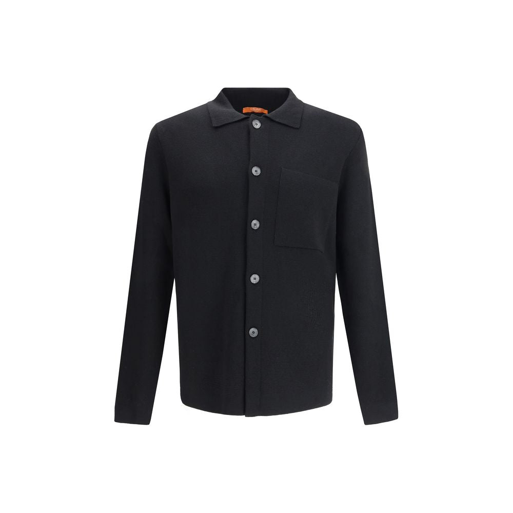 Cruna Black Fleece Wool Coat | Regal Royce