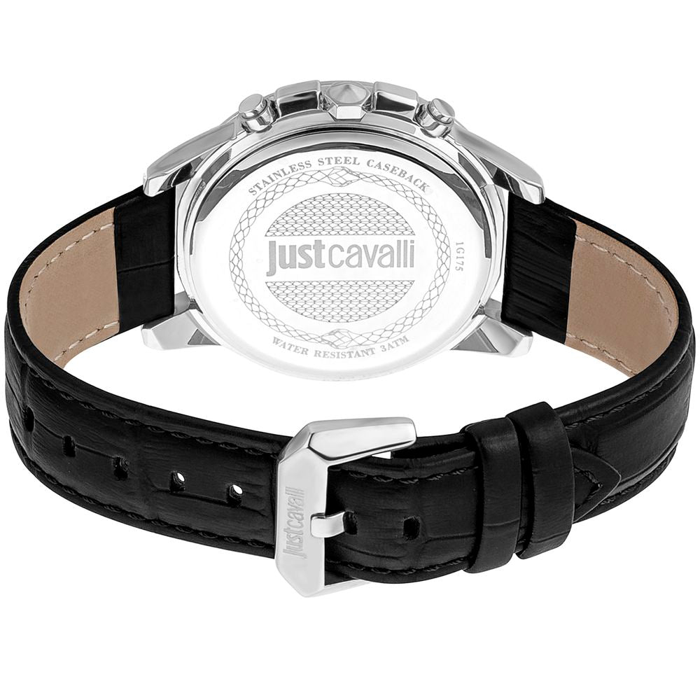 Just Cavalli Black Leather Dress Watch | Regal Royce