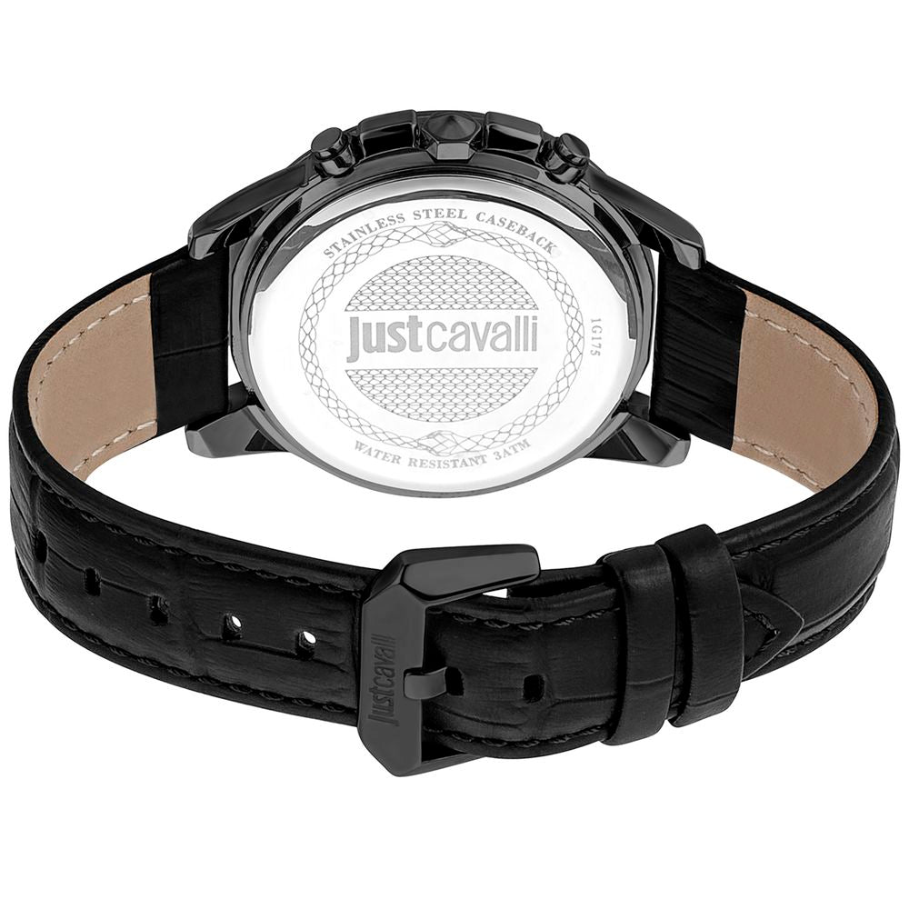 Just Cavalli Black Leather Dress Watch | Regal Royce