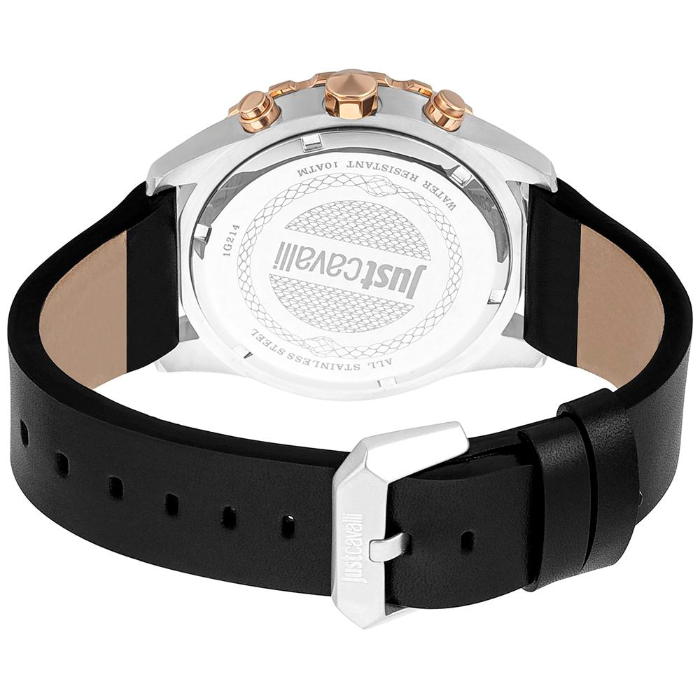 Just Cavalli Black Leather Bracelet Watch | Regal Royce
