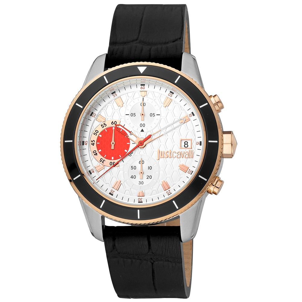 Just Cavalli Black Leather Dress Watch | Regal Royce