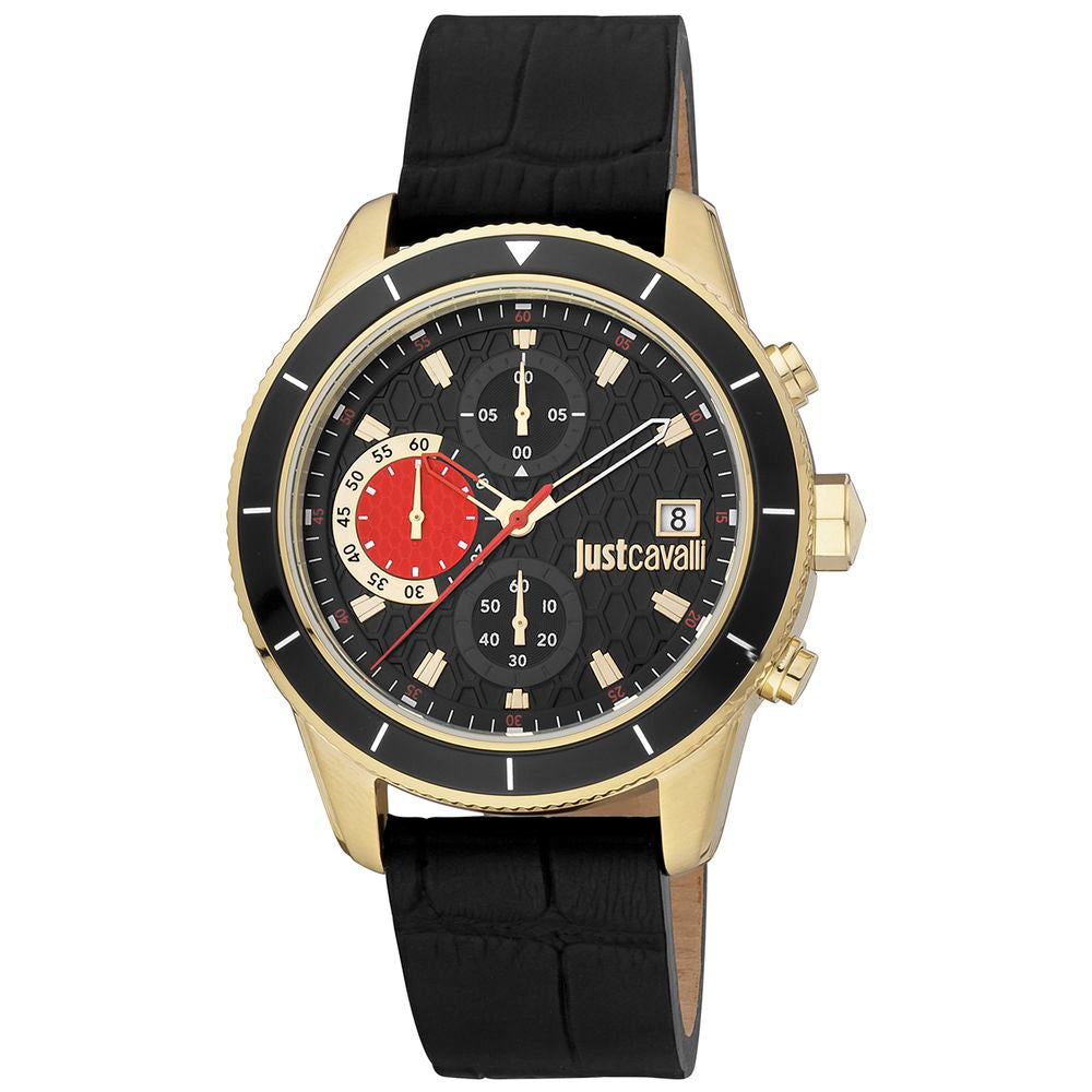 Just Cavalli Black Leather Watch | Regal Royce