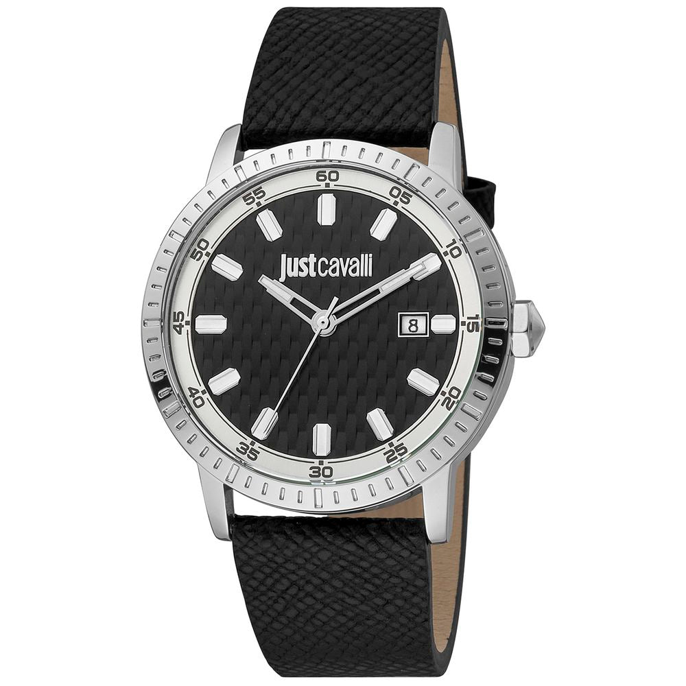 Just Cavalli Black Leather Dress Watch | Regal Royce