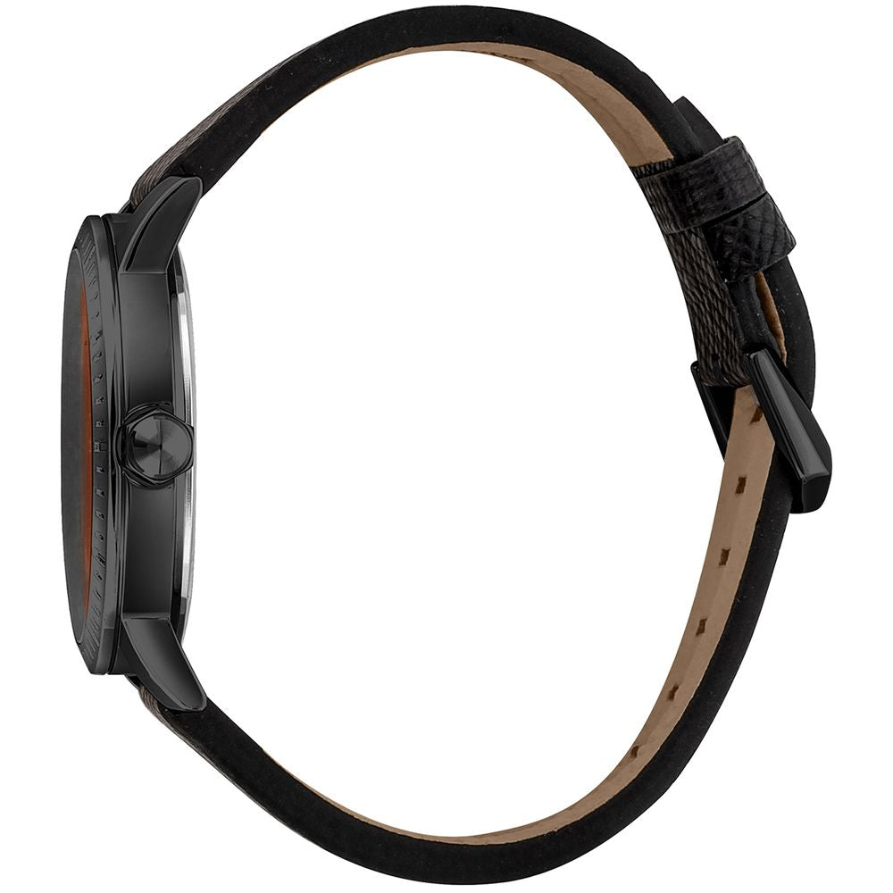 Just Cavalli Black Leather Dress Watch | Regal Royce