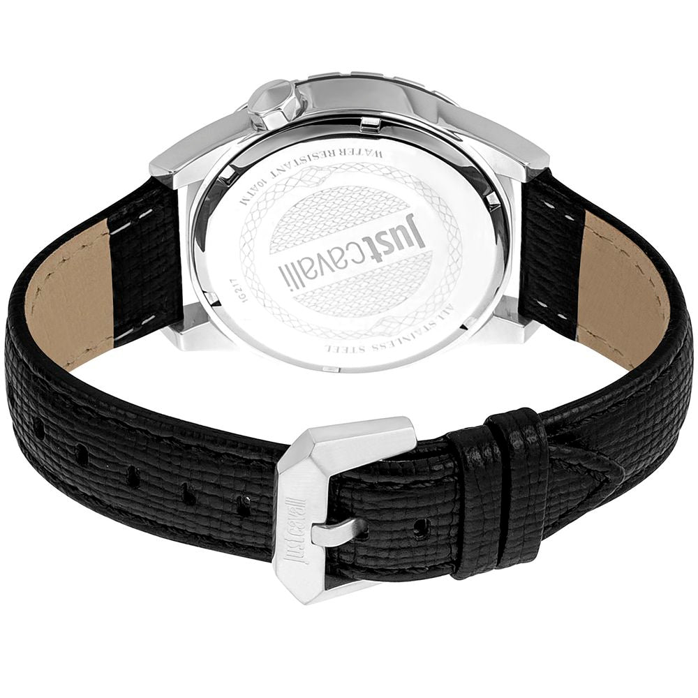 Just Cavalli Black Leather Dress Watch | Regal Royce