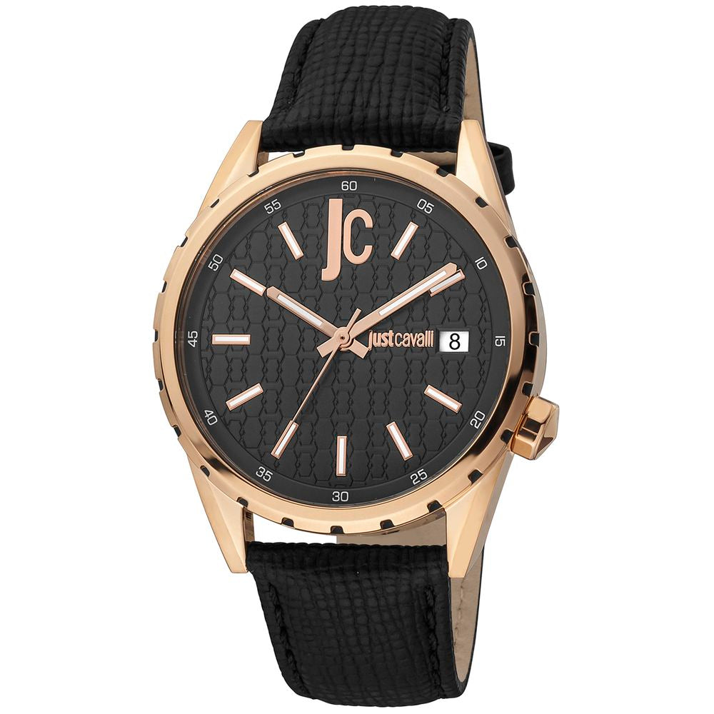 Just Cavalli Black Leather Dress Watch | Regal Royce