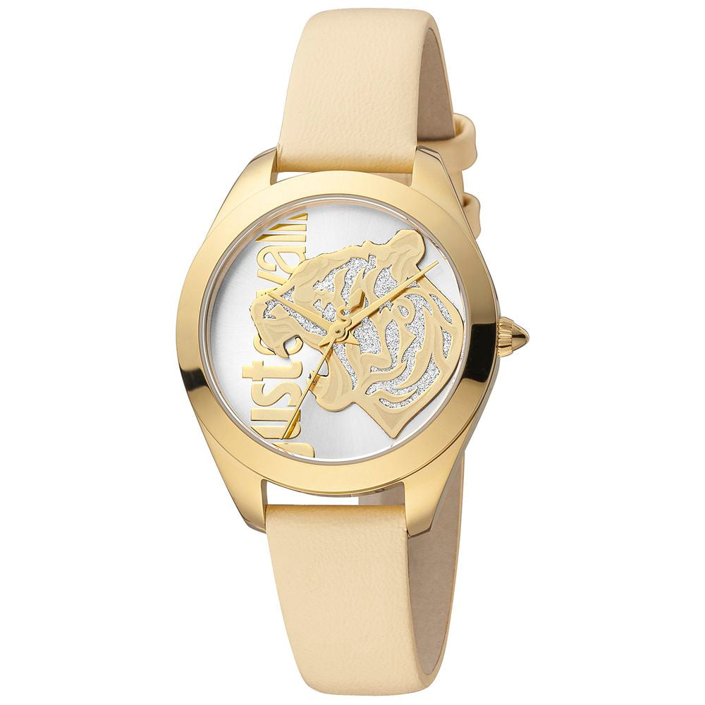 Just Cavalli Beige Leather Dress Watch | Regal Royce