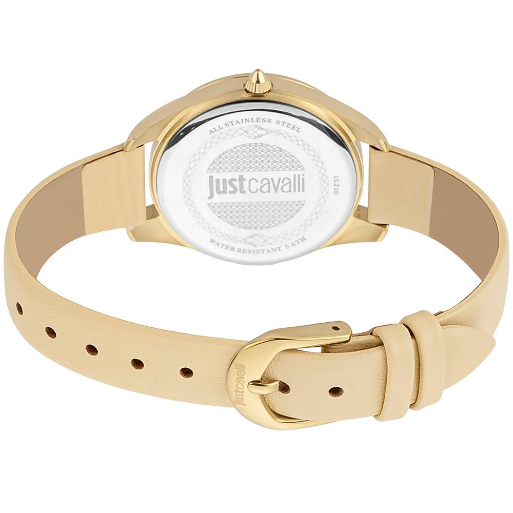 Just Cavalli Beige Leather Dress Watch | Regal Royce