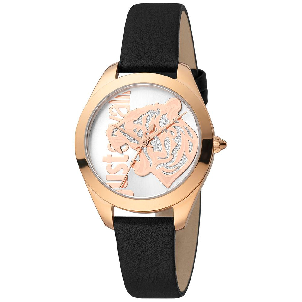 Just Cavalli Black Leather Dress Watch | Regal Royce