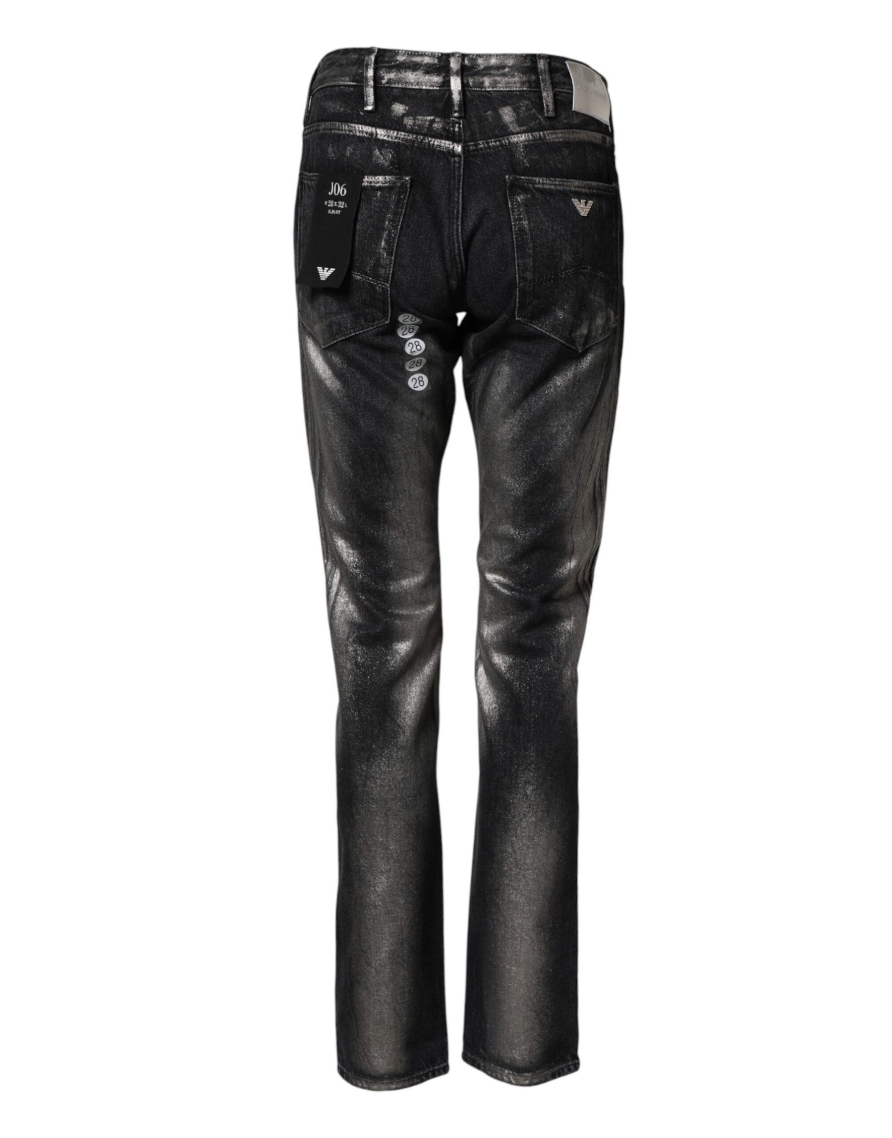 Emporio Armani Black Washed Slim Fit Men Denim Cotton Jeans | Regal Royce