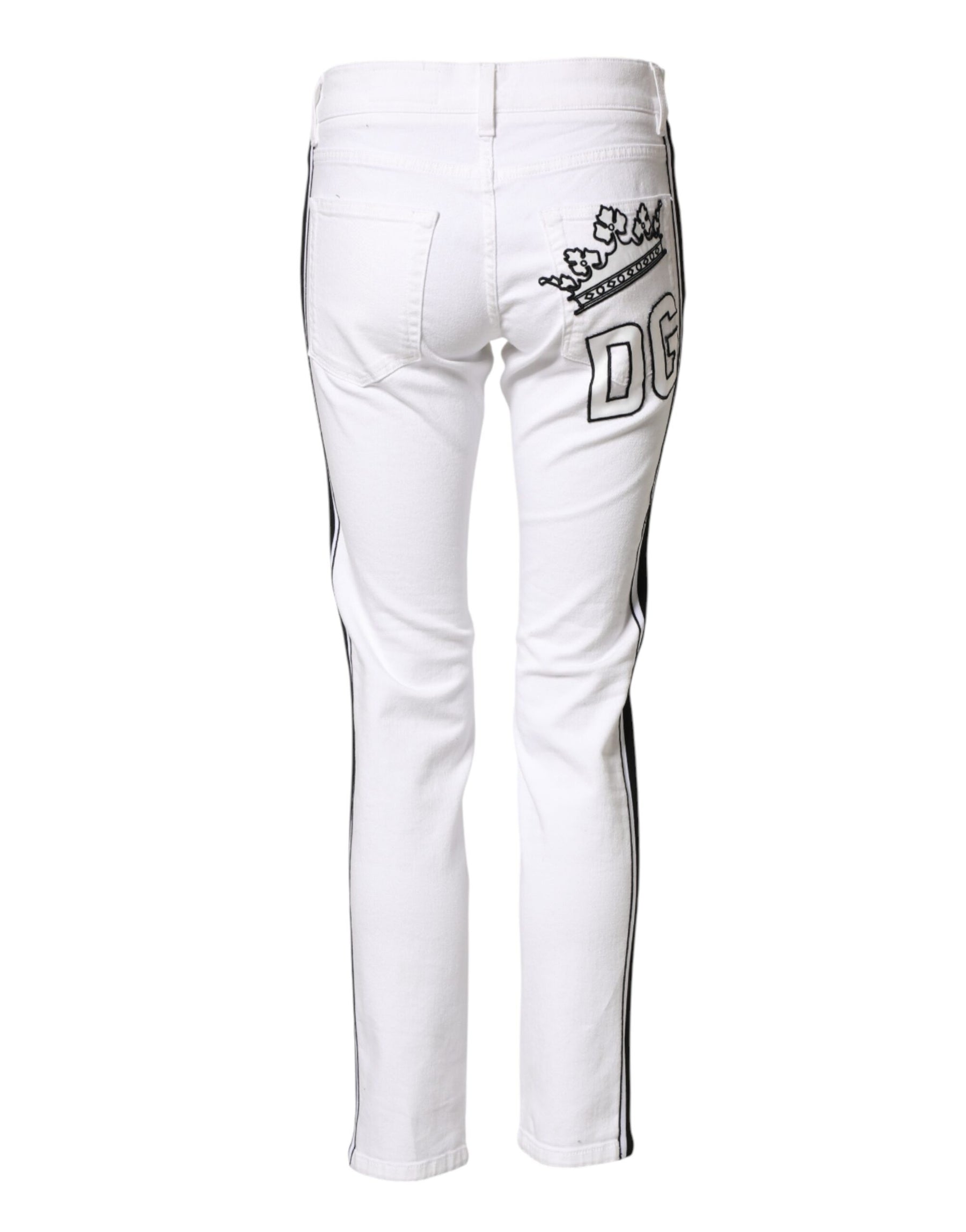 Dolce & Gabbana White Cotton Stretch Skinny Men Denim Jeans | Regal Royce
