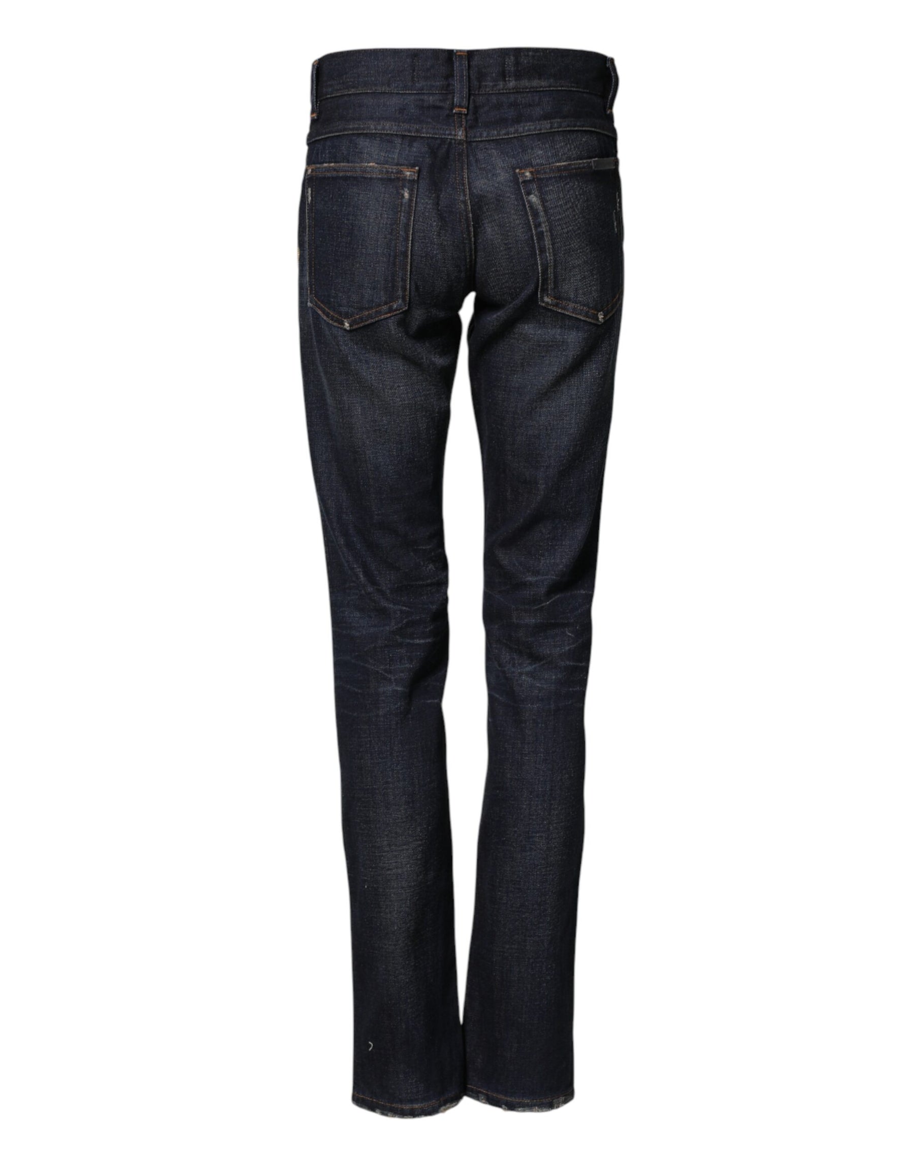 Dolce & Gabbana Dark Blue Watch GOLD Men Skinny Denim Jeans | Regal Royce