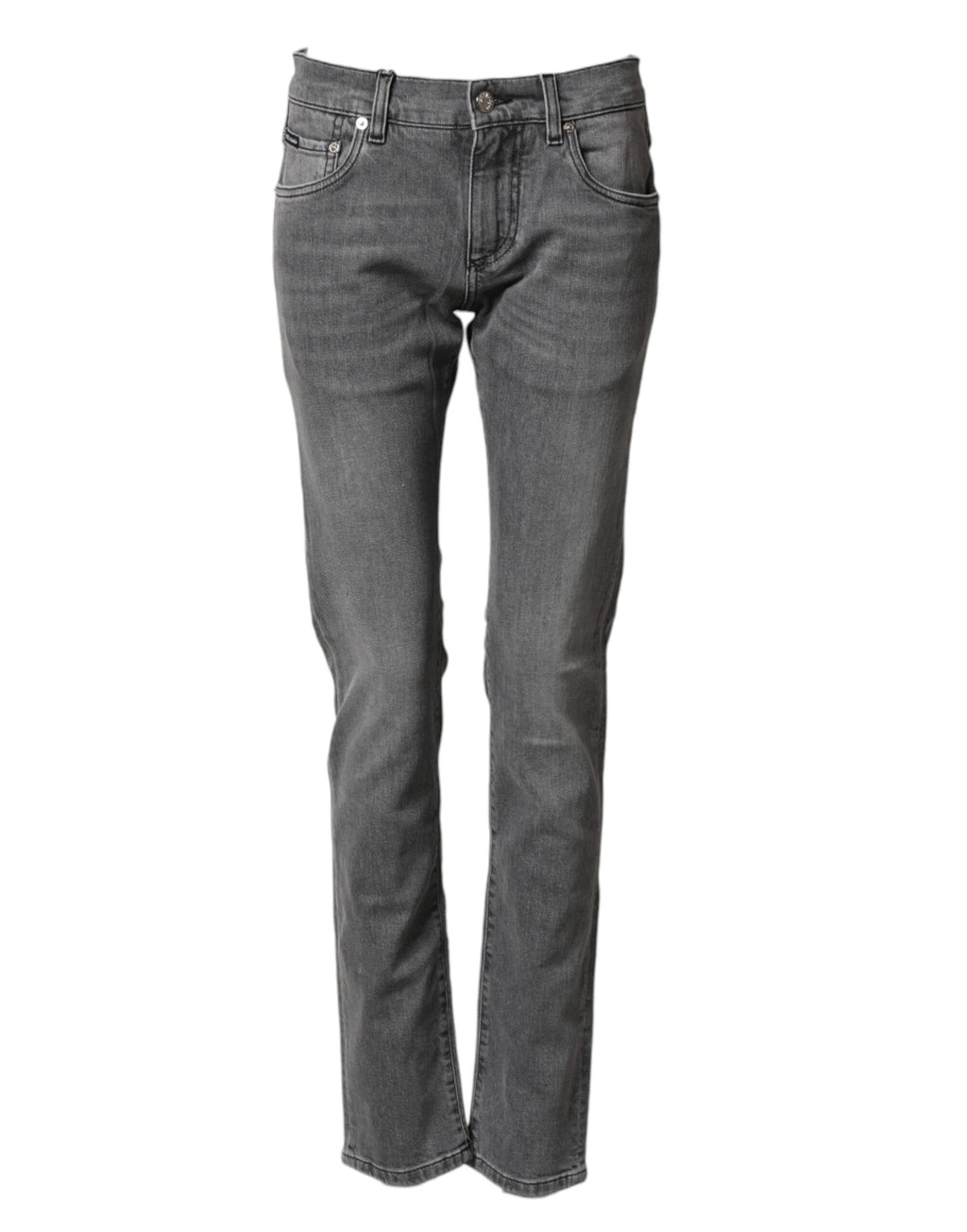 Dolce & Gabbana Gray Cotton Mid Waist Skinny Denim Jeans