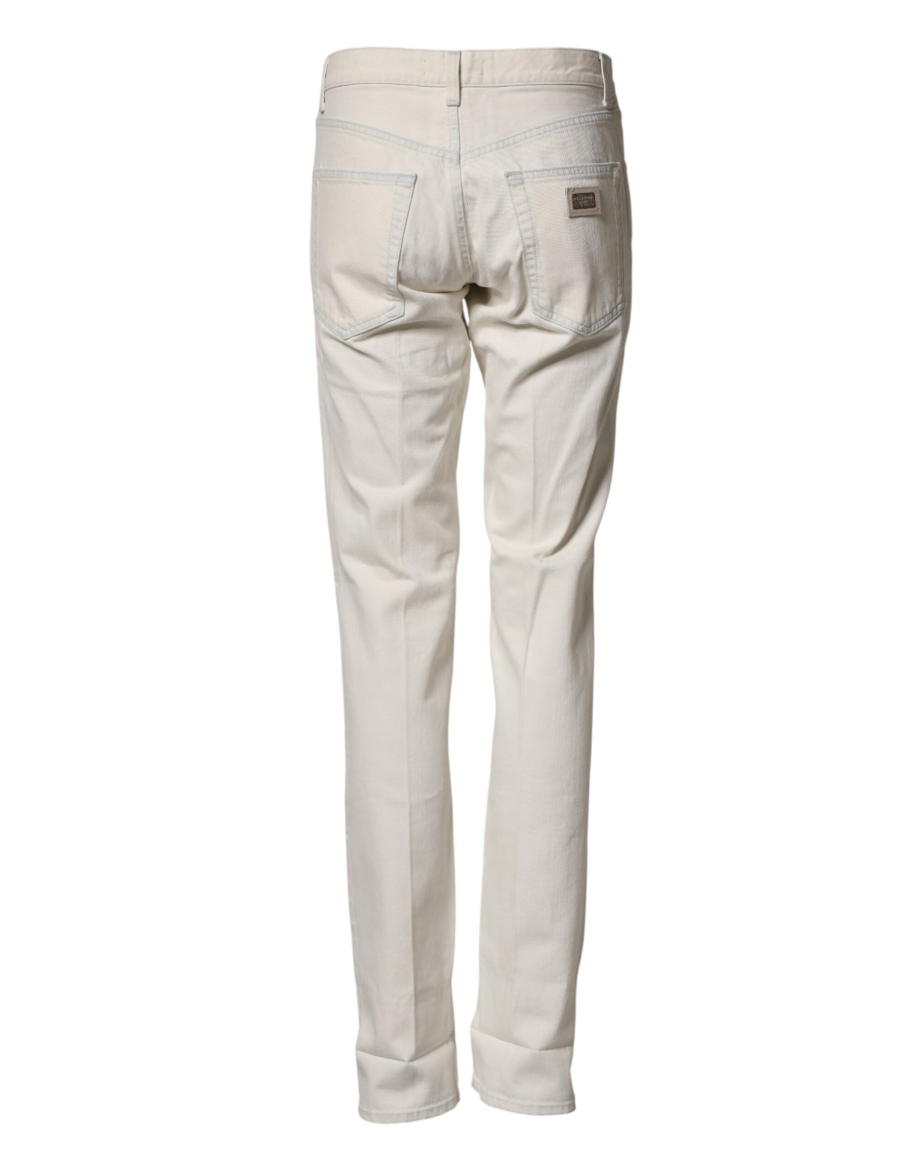 Dolce & Gabbana White Cotton Skinny Denim Trouser Men Jeans | Regal Royce