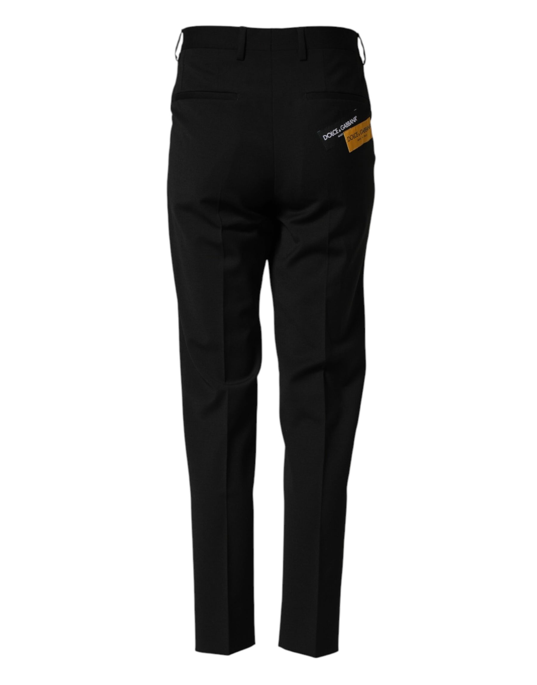 Dolce & Gabbana Black Wool Formal Dress Men Trouser Pants | Regal Royce