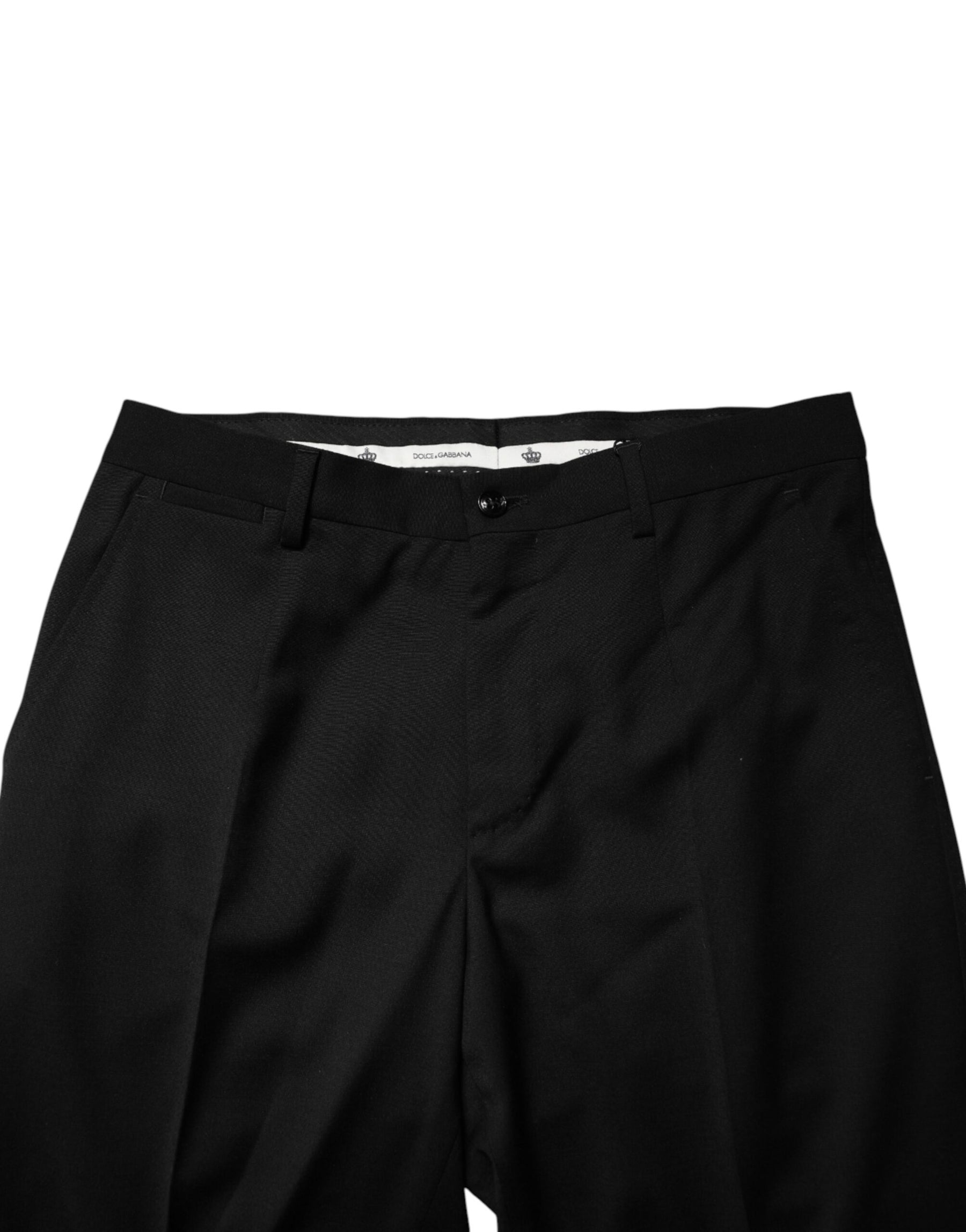 Dolce & Gabbana Black Wool Formal Dress Men Trouser Pants | Regal Royce