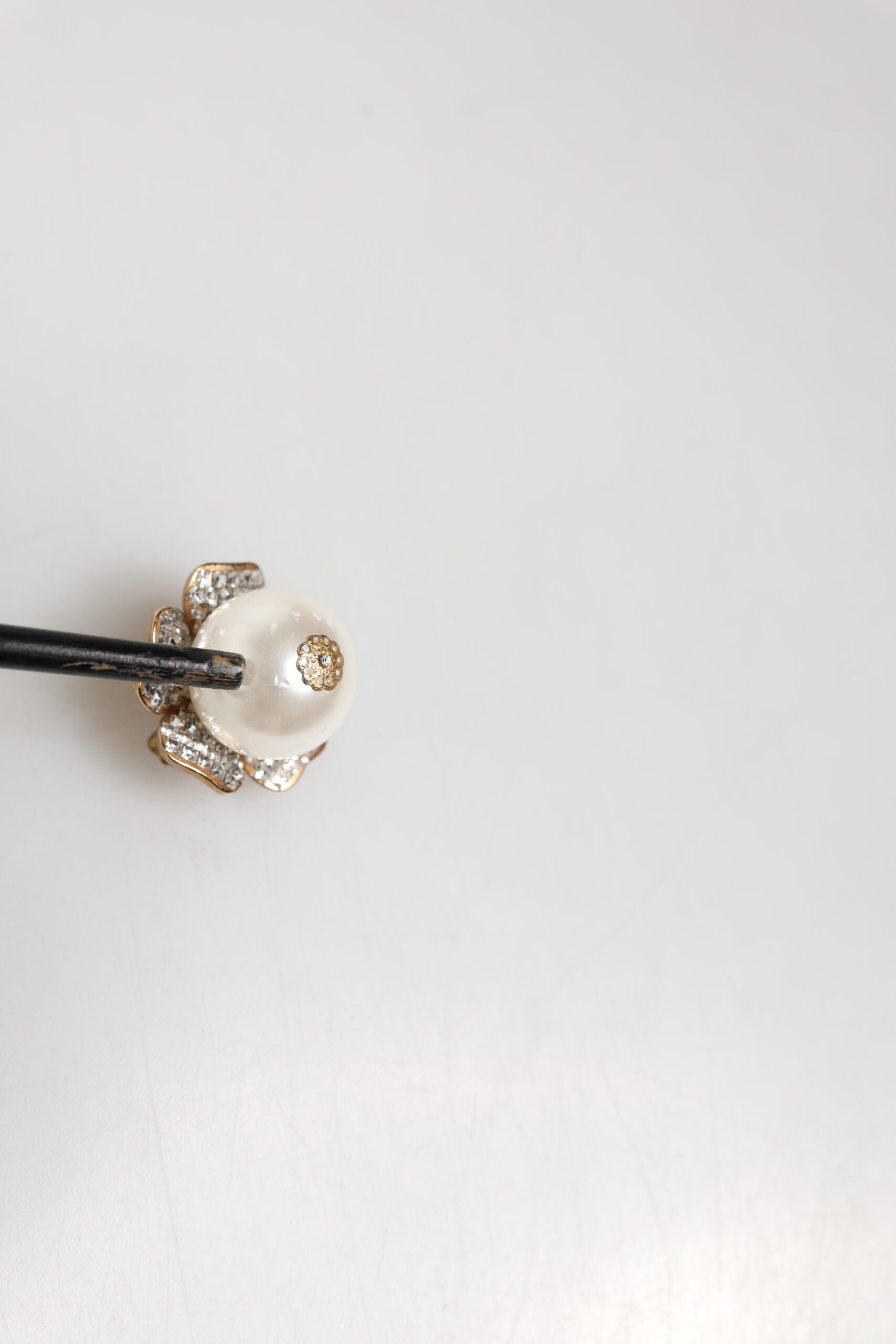 Dolce & Gabbana Gold Tone Maxi Faux Pearl Floral Clip-on Jewelry Earrings | Regal Royce