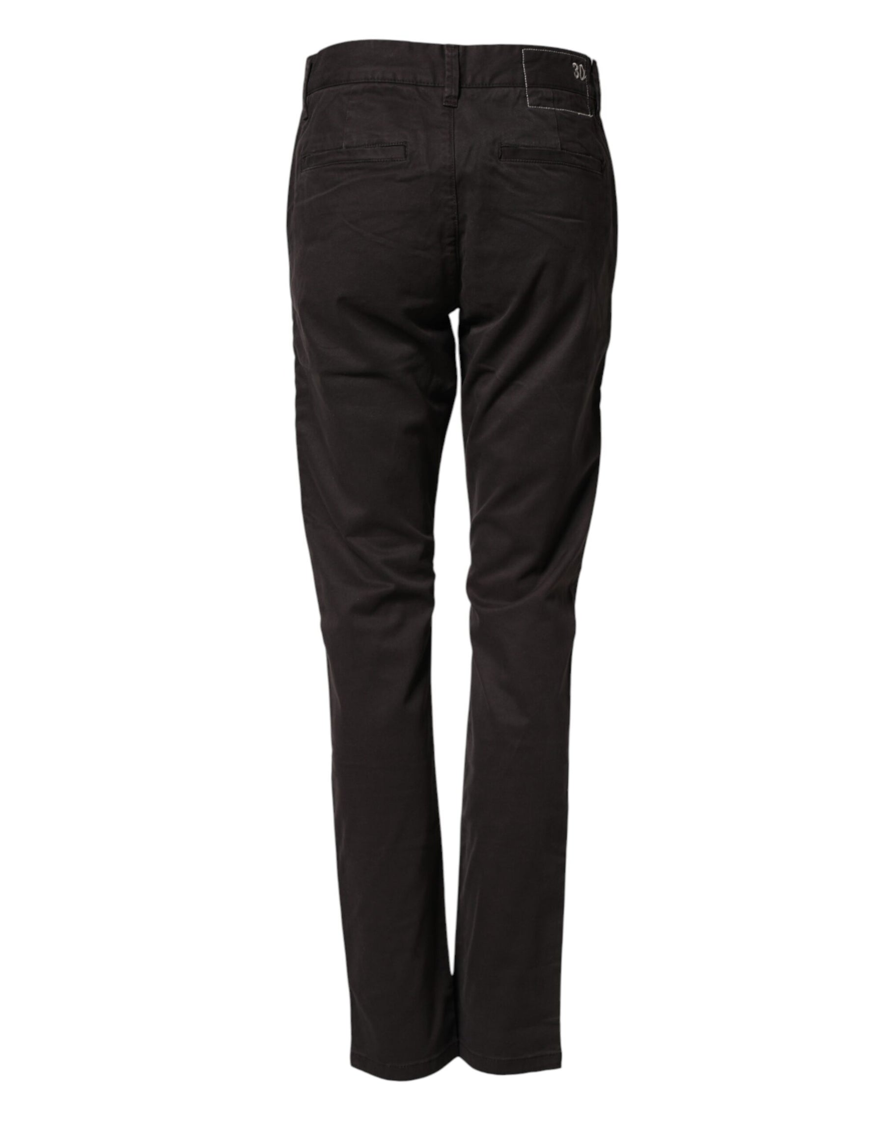 Sun68 Dark Brown Cotton Stretch Straight Mid Waist Trouser Pants | Regal Royce
