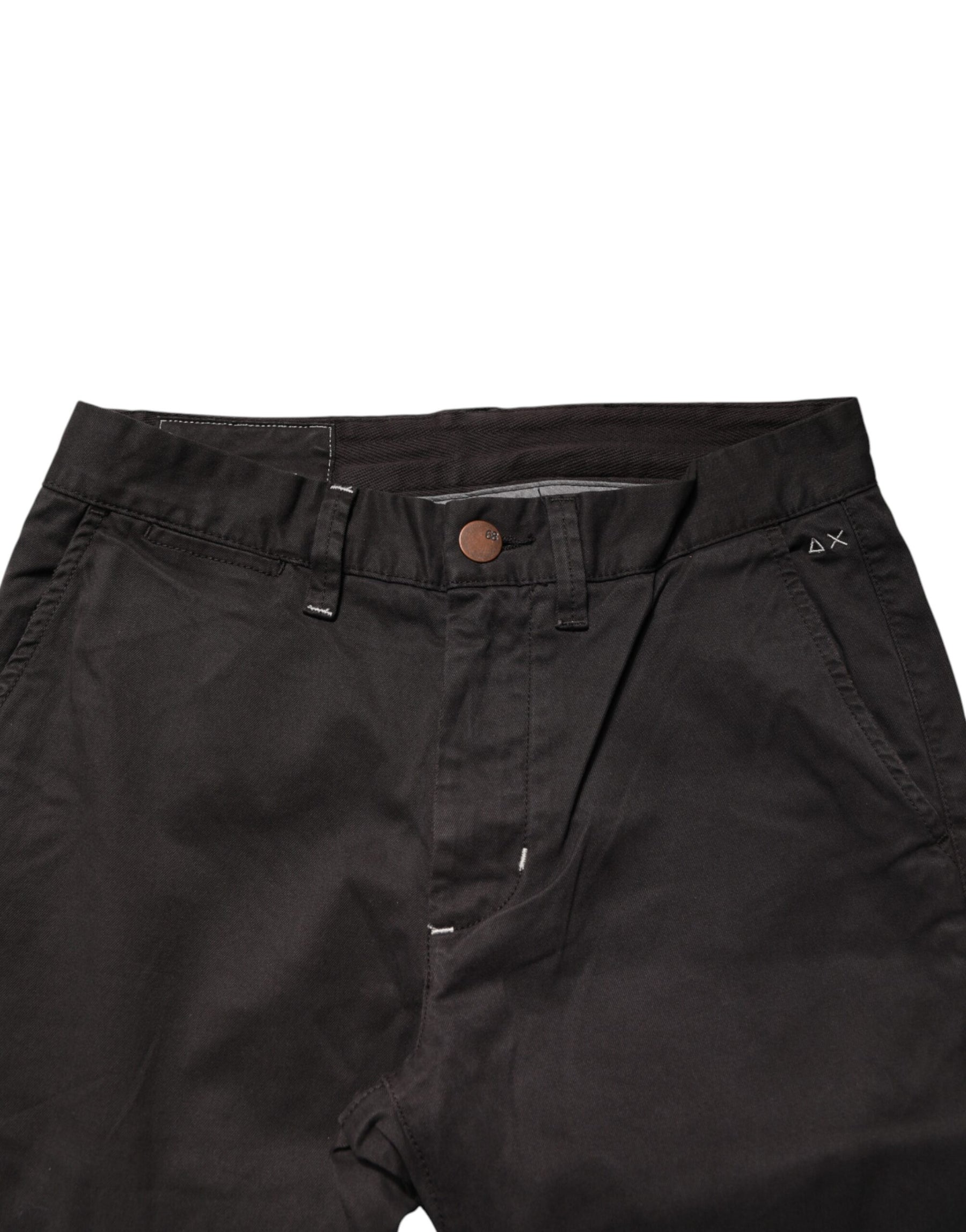 Sun68 Dark Brown Cotton Stretch Straight Mid Waist Trouser Pants | Regal Royce