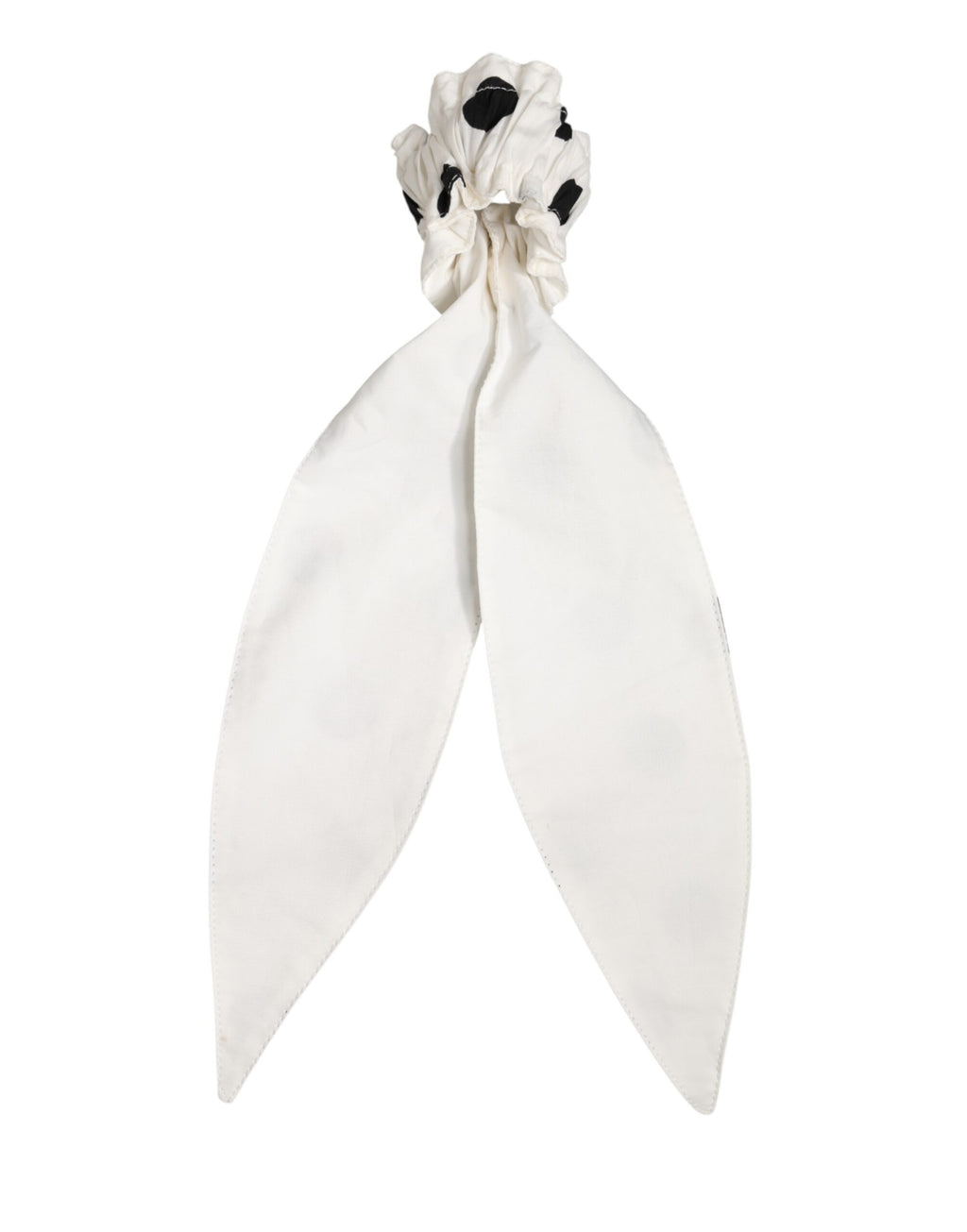 Dolce & Gabbana Scrunchie White Cotton Polka Dot Scarf Tie Accessory Hair