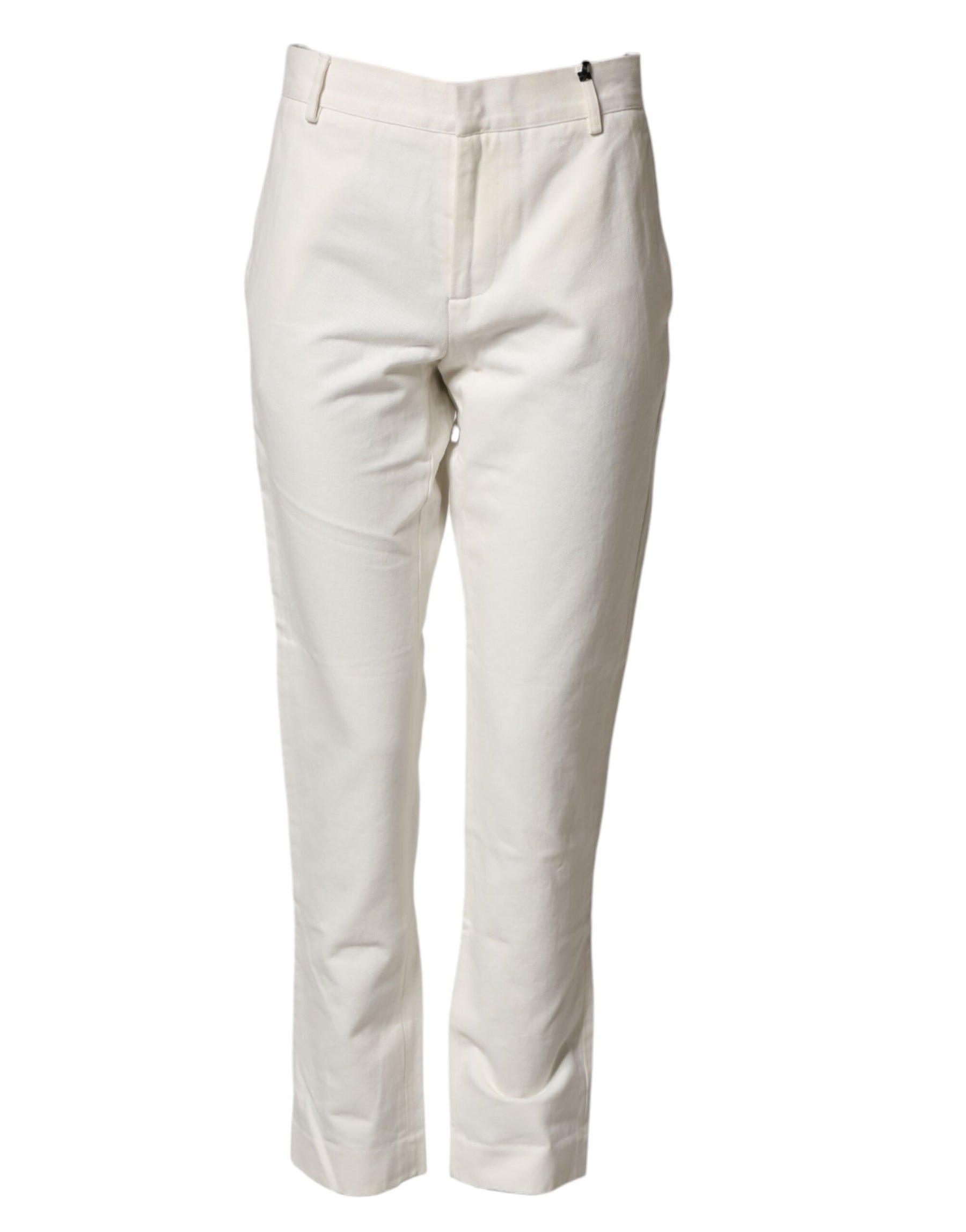 Daniele Alessandrini White Cotton Straight Chino Trouser Pants | Regal Royce